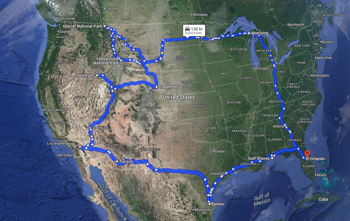 The full route undertaken by Simon and Susan Veness over the course of 12 months. Photo / Simon and Susan Veness