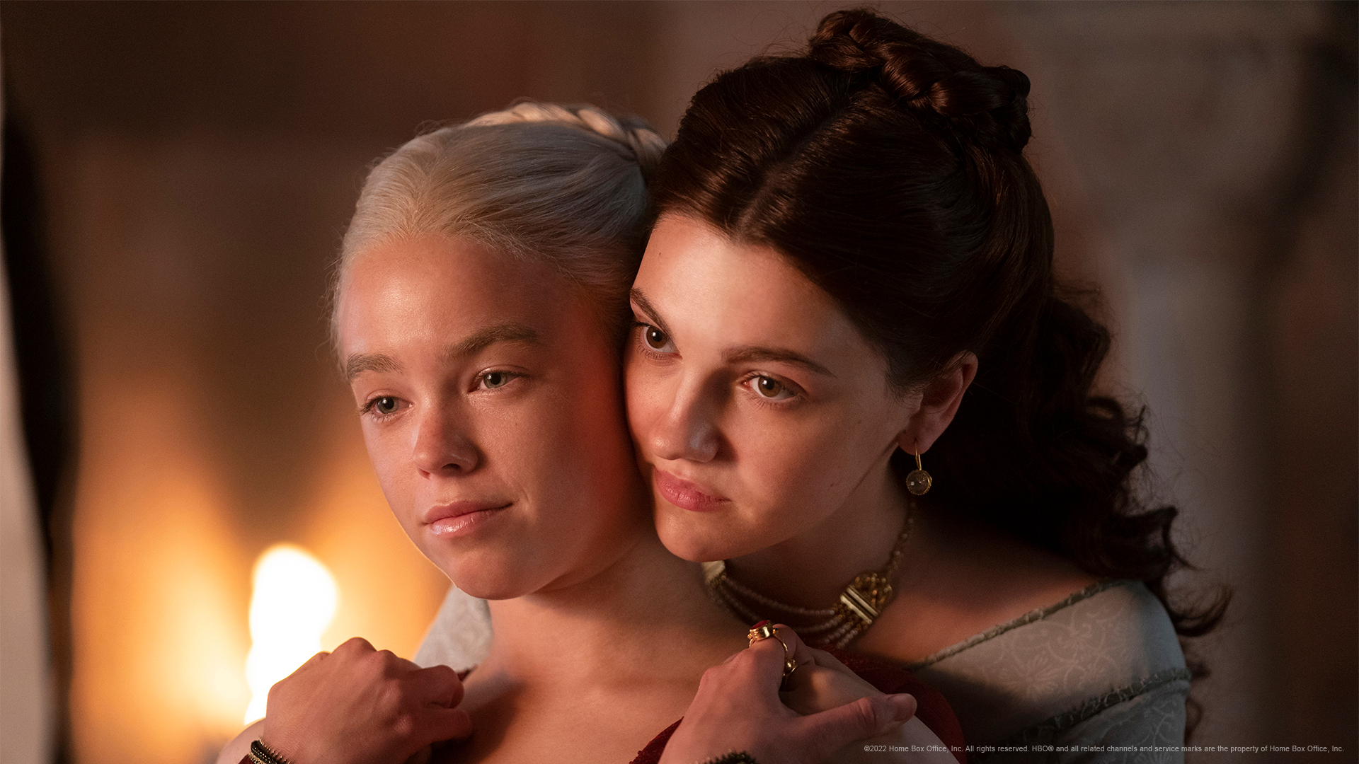 Milly Alcock as young Rhaenyra Targaryen and Emily Carey as young Alicent Hightower in The House of the Dragon.