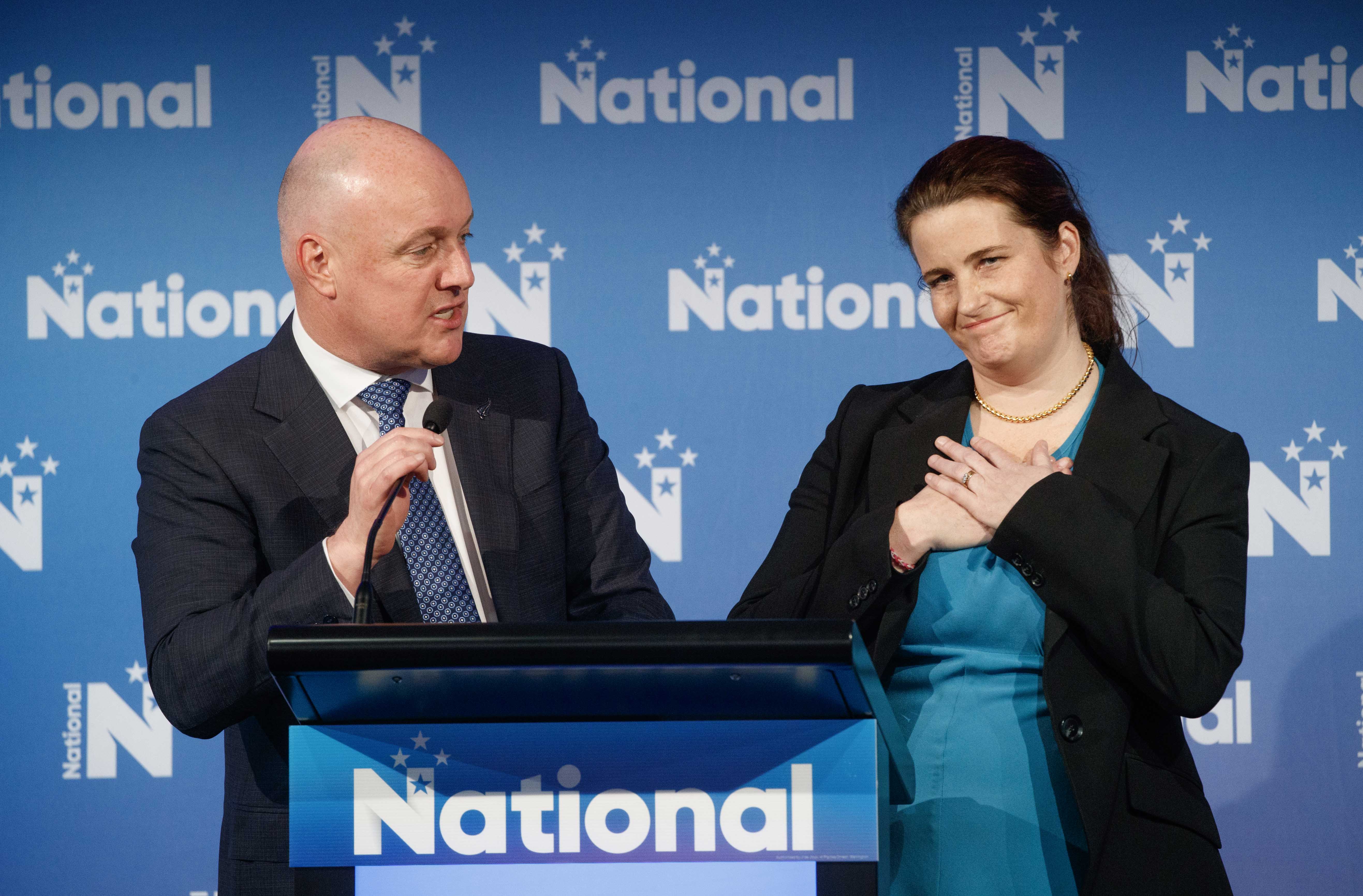 Prime Minister Christopher Luxon sings the praises of Finance Minister Nicola Willis at a National Party regional conference. Photo / Mark Mitchell