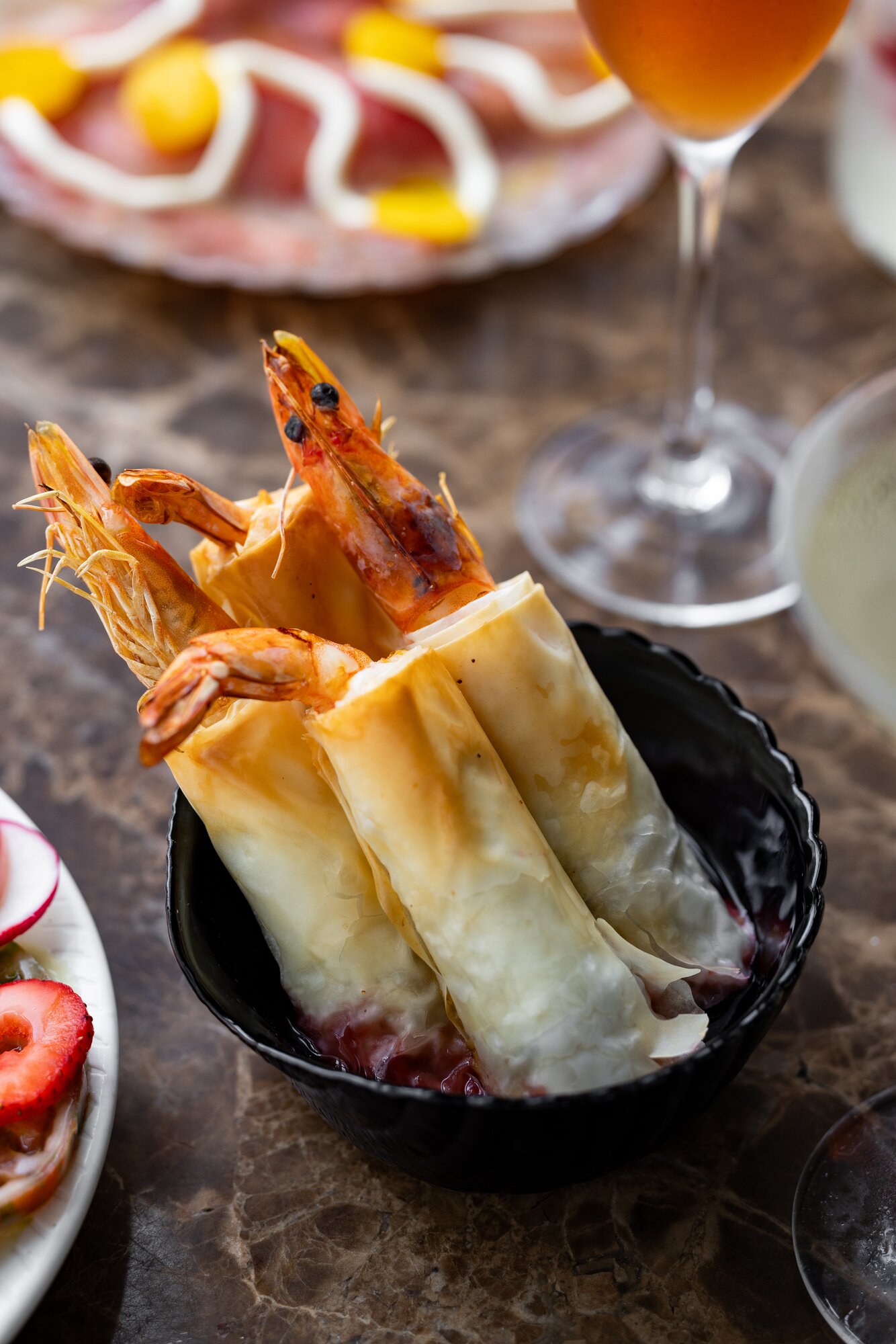 Lumpia of crab and prawn, plum sweet chilli. Photo / Babiche Martens