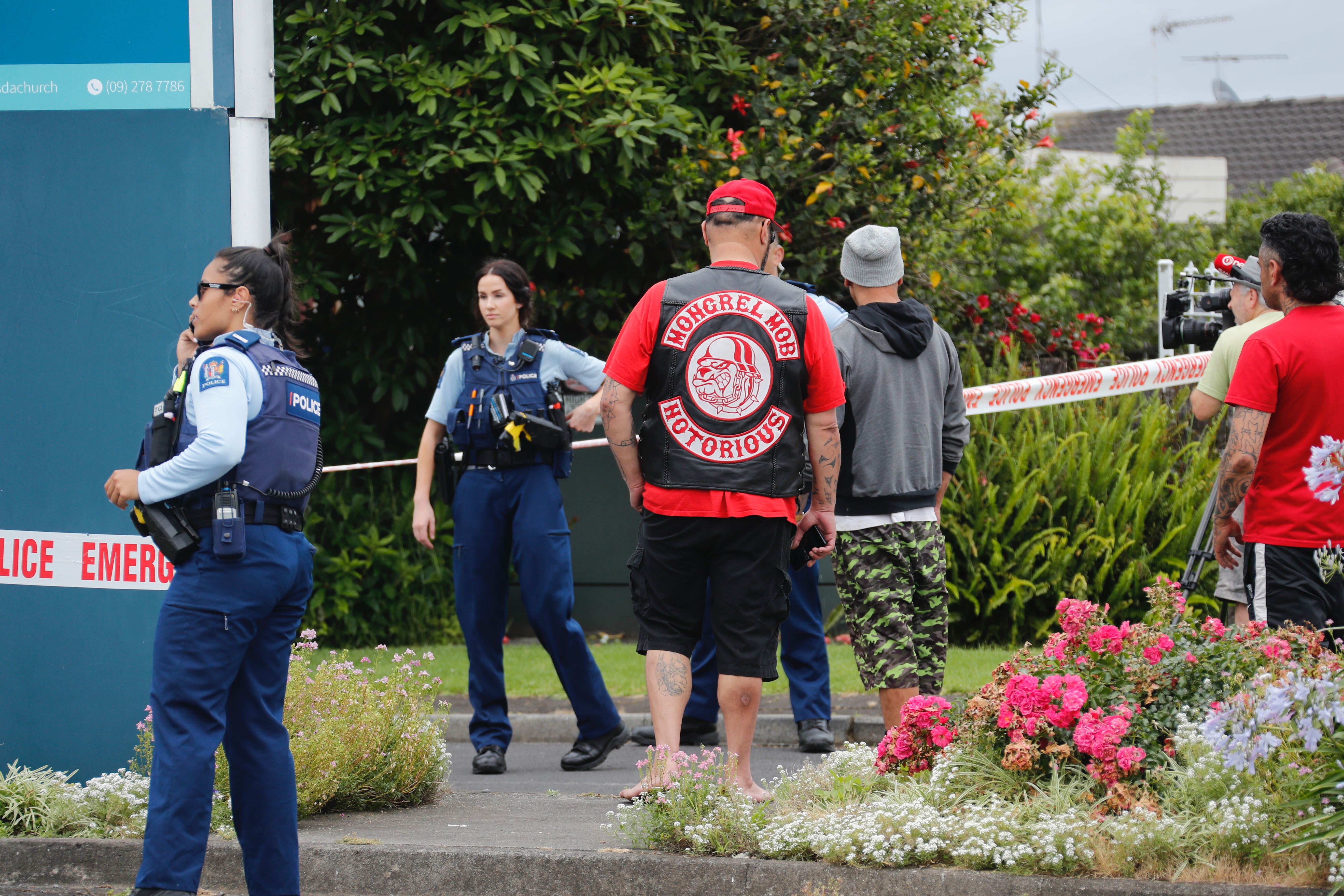 Several Mongrel Mob members turned up at the scene of a fatal shooting at a church on Puhinui Road, Manukau. Photo / NZME