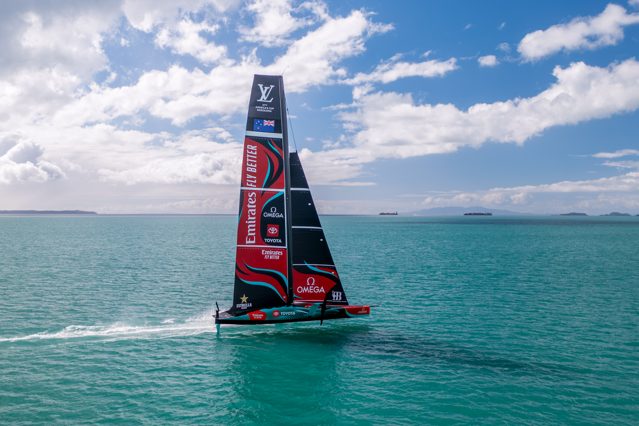 Emirates Team New Zealand’s AC75 sailing on Auckland’s Hauraki Gulf, although we may never see the actual America's Cup here again in our lifetimes.