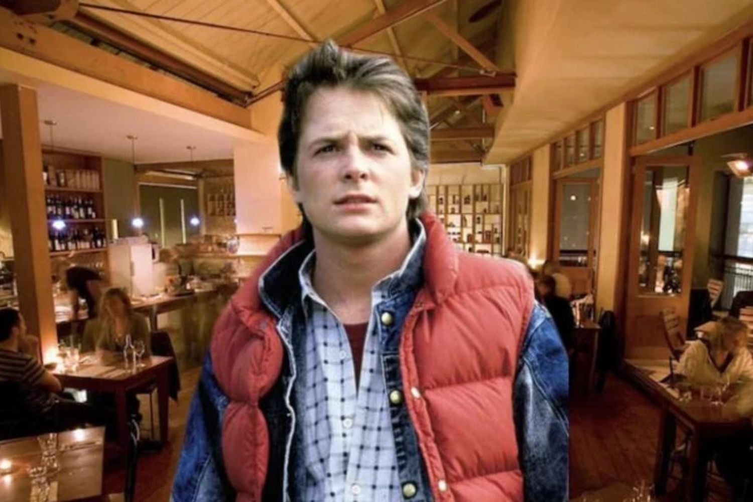 An artist’s impression of Michael J Fox at Vivace. Photo / The Spinoff