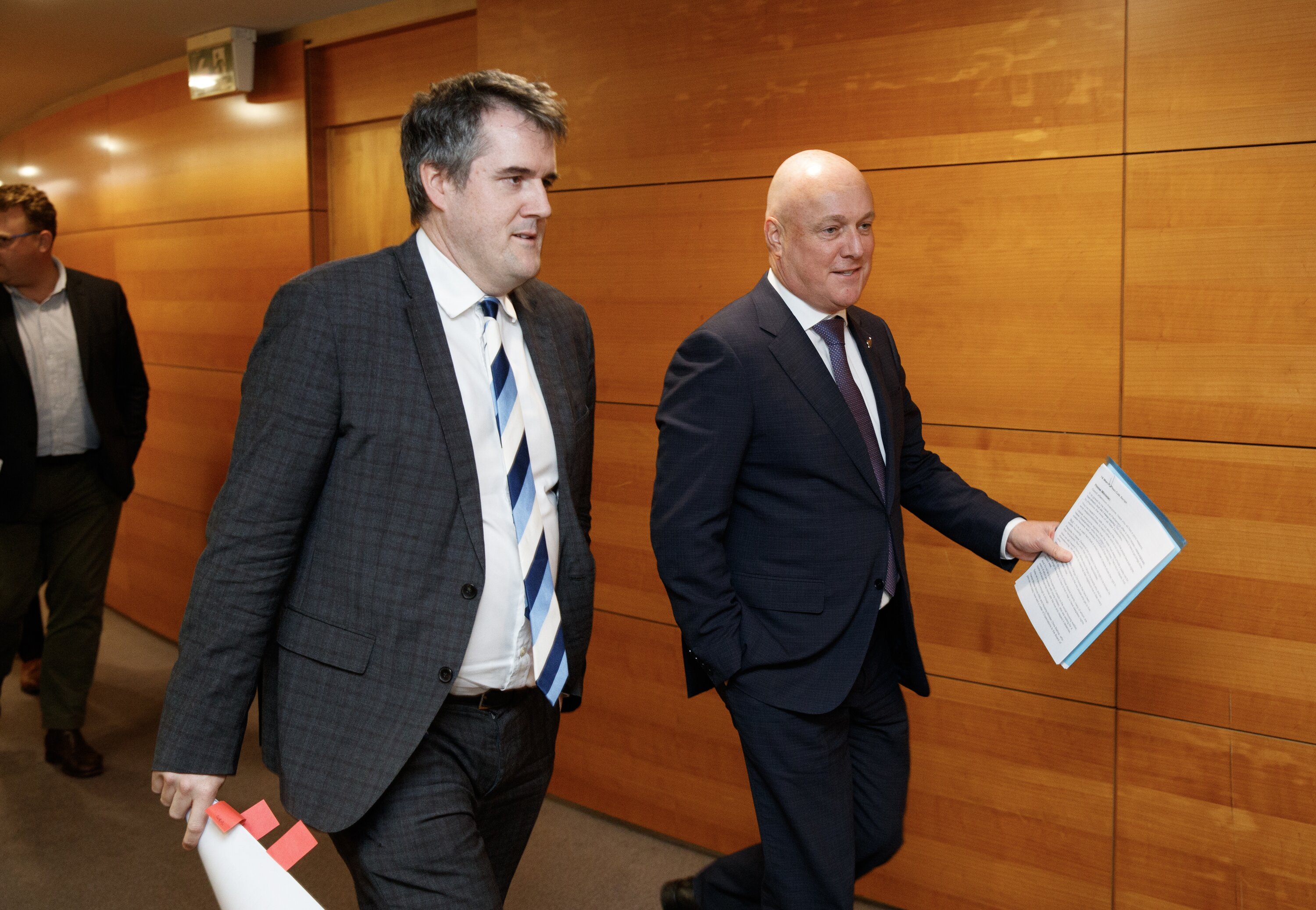 Prime Minister Christopher Luxon (right) and Infrastructure Minister Chris Bishop want smarter investment to address the country’s infrastructure deficit. Photo / Mark Mitchell