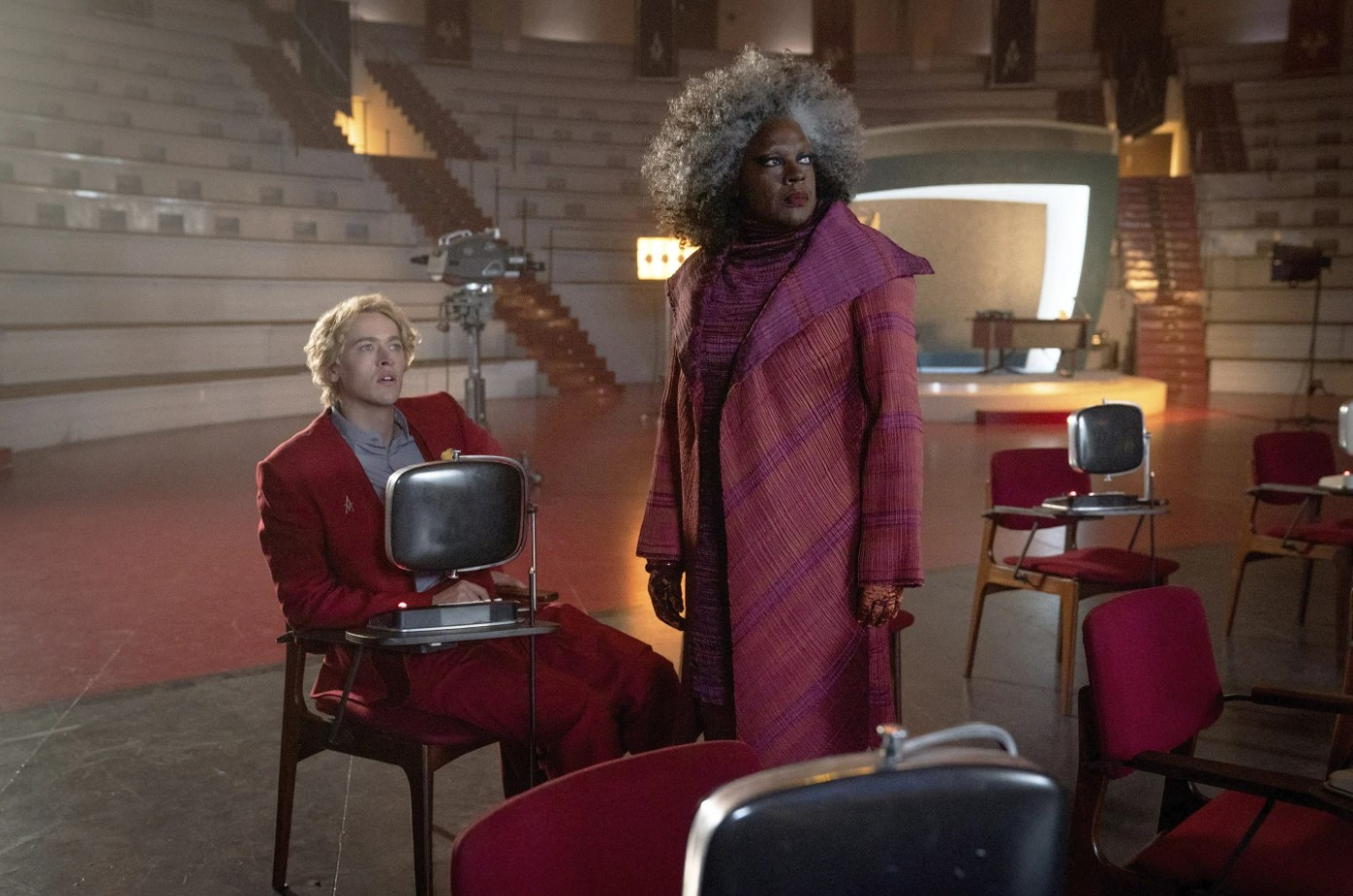 Tom Blyth as Coriolanus Snow and Viola Davis as Volumnia Gaul play nuanced, complex characters in the Hunger Games prequel. (Lionsgate via AP)