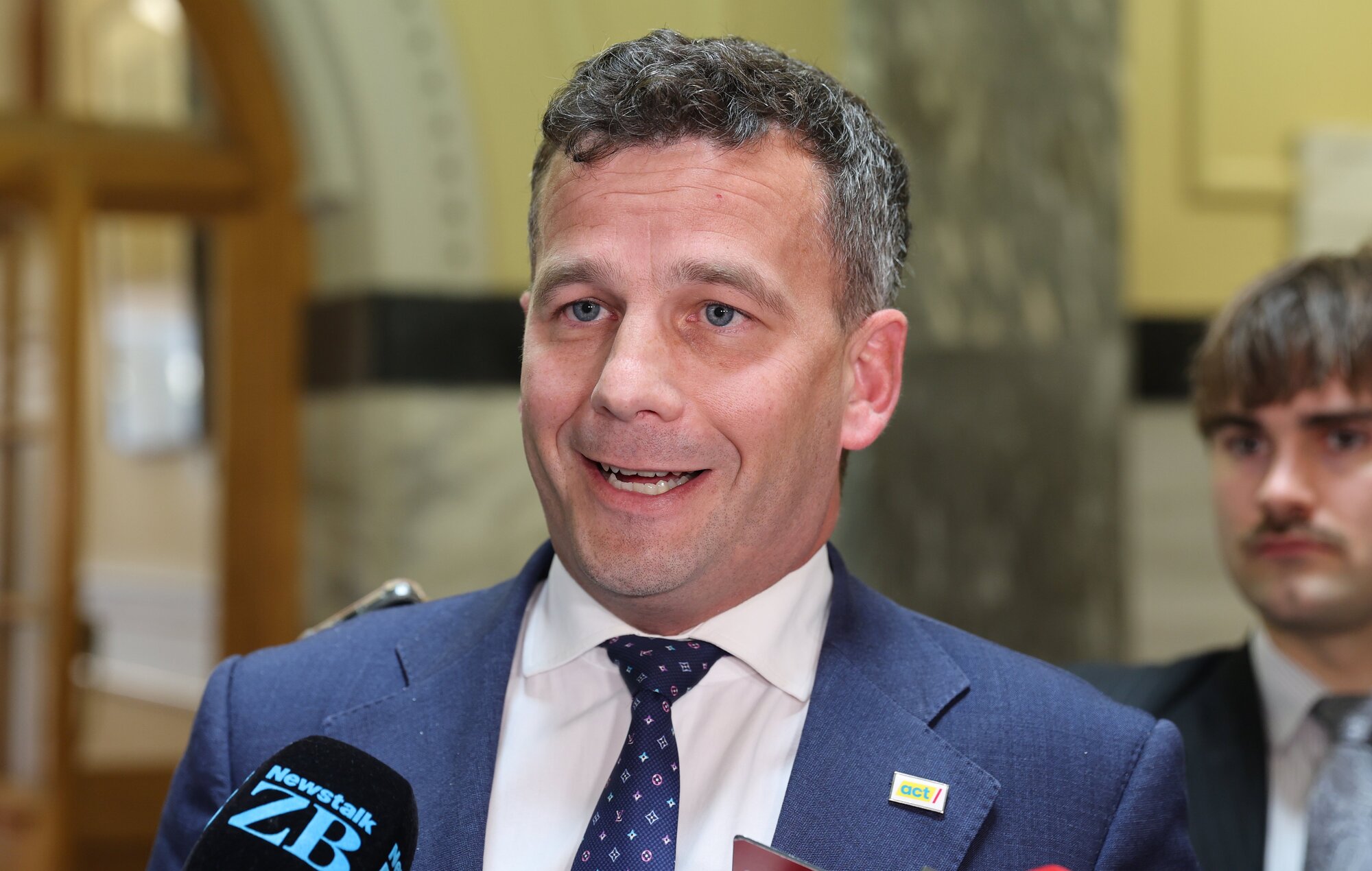 Associate Education Minister David Seymour facing the media after food provider Libelle Group went into liquidation. Photo / Mark Mitchell
