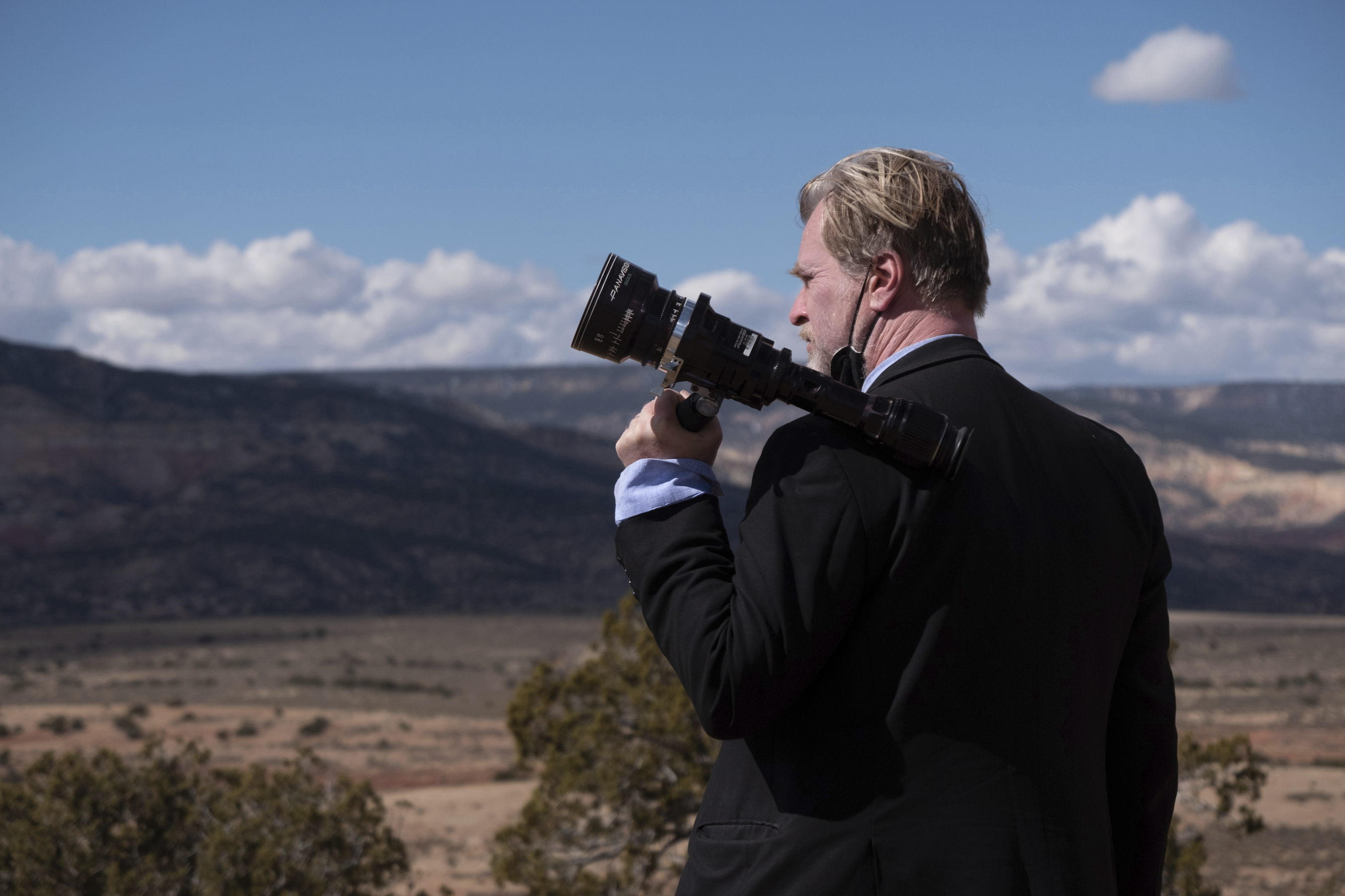 This image released by Universal Pictures shows filmmaker Christopher Nolan on the set of 