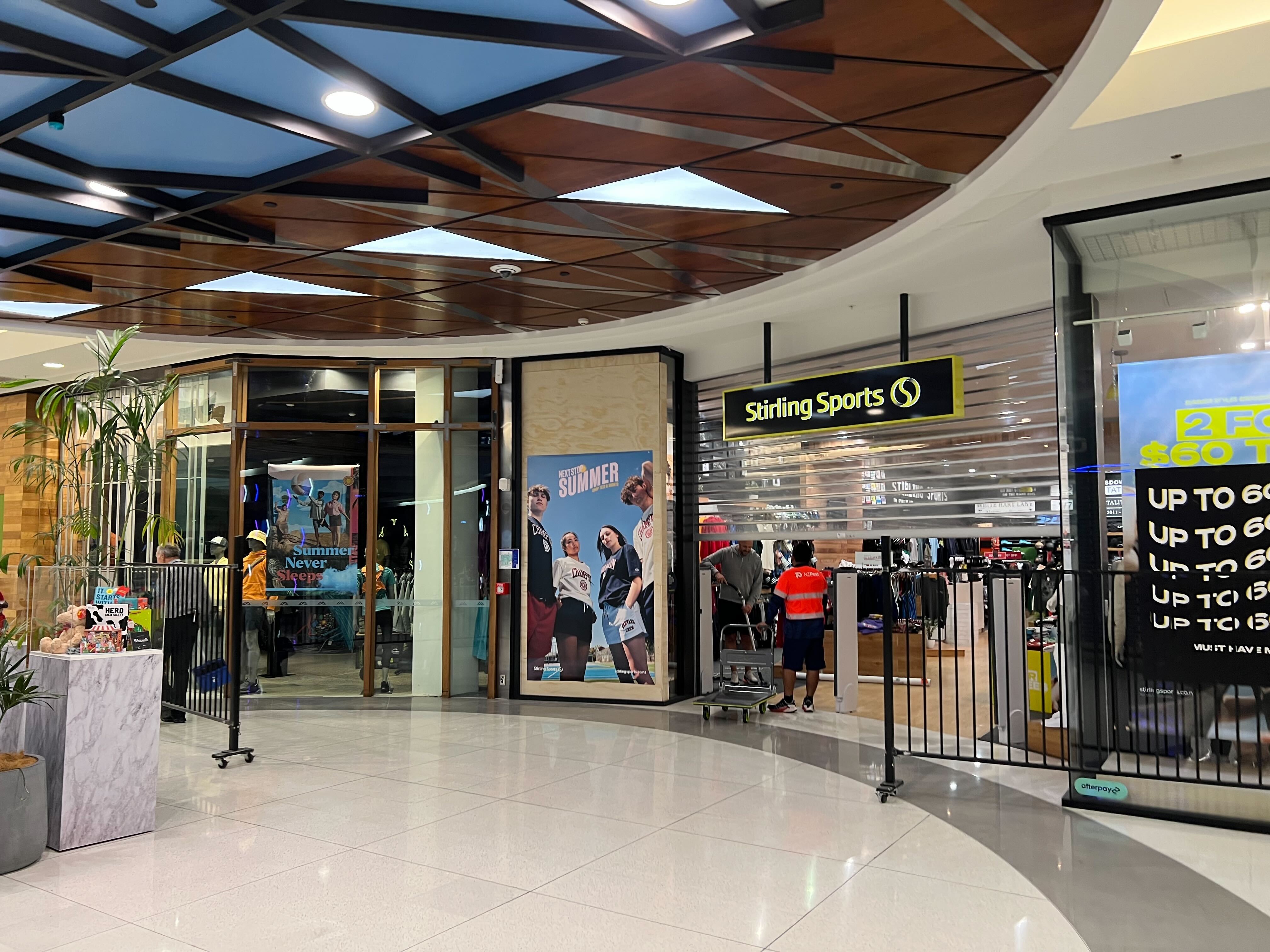 The scene of a burglary at Stirling Sports at the Palms Shopping Mall in Shirley, Christchurch. Photo / Supplied