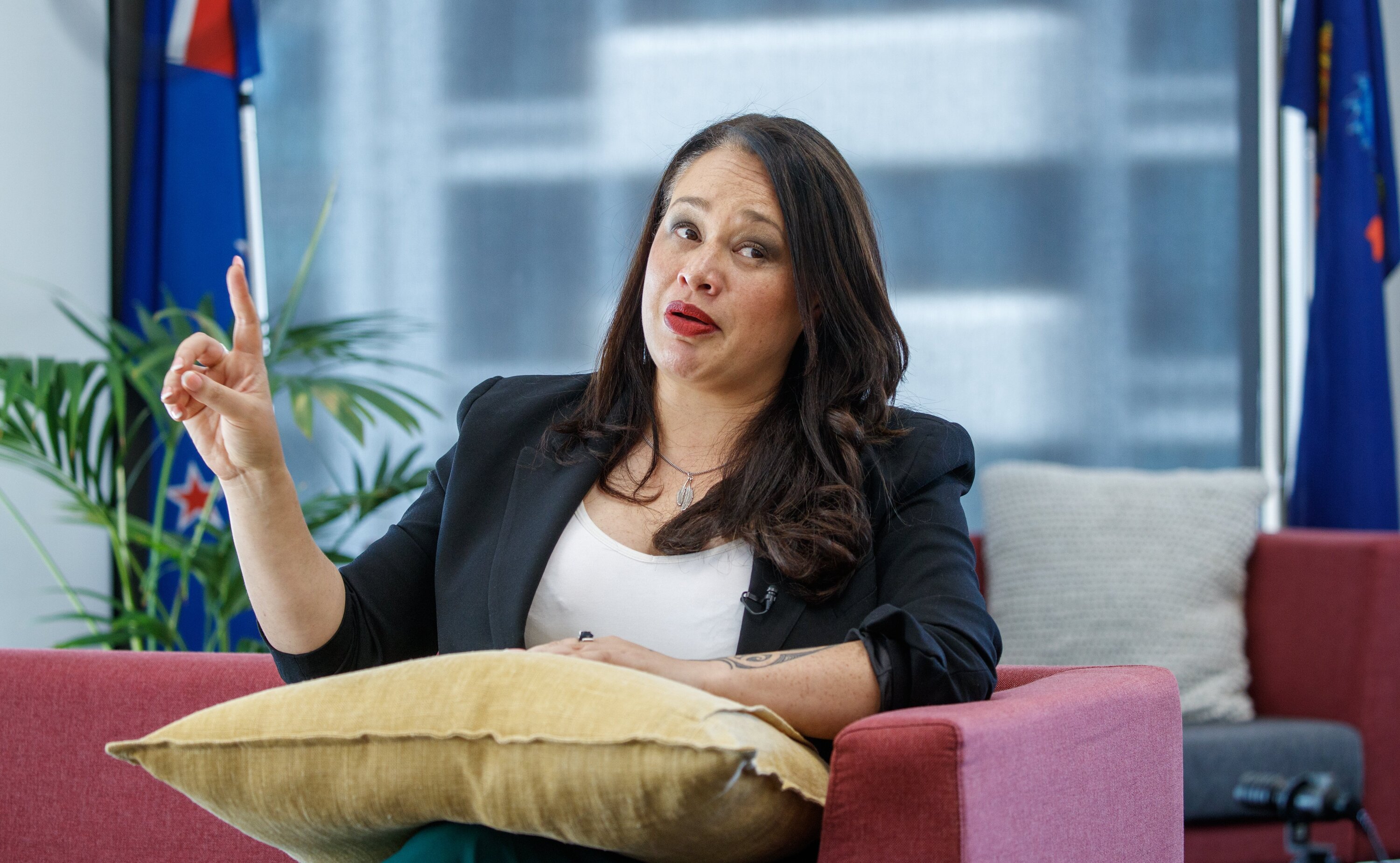 Wellington Mayor Tory Whanau, during her interview with NZ Herald reporter Georgina Campbell over her alcohol problem, in her Wellington office on December 5. Photo / Mark Mitchell