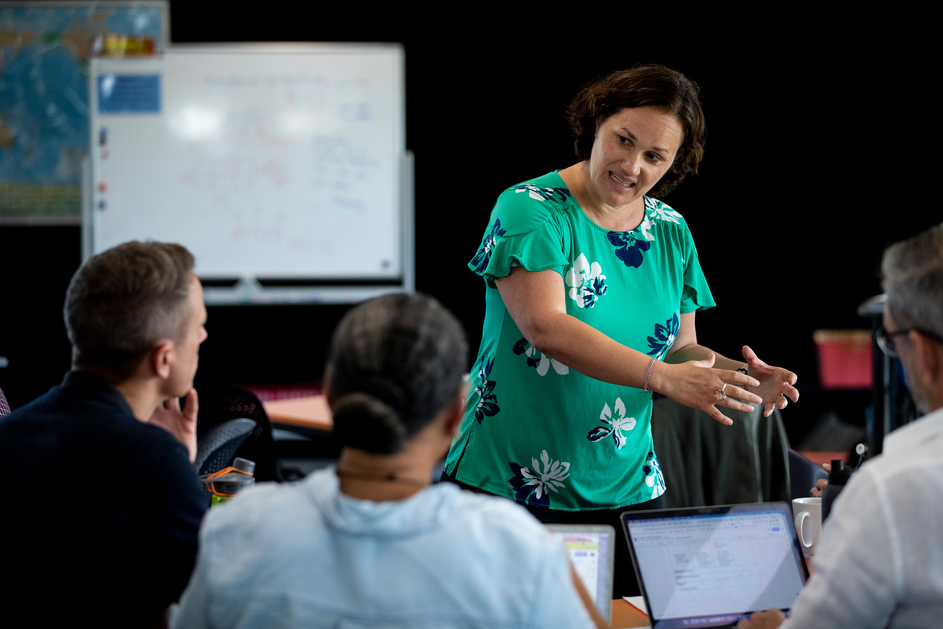 Dr Jodie Hunter trains teachers at Auckland's Dominion Rd School last week: 