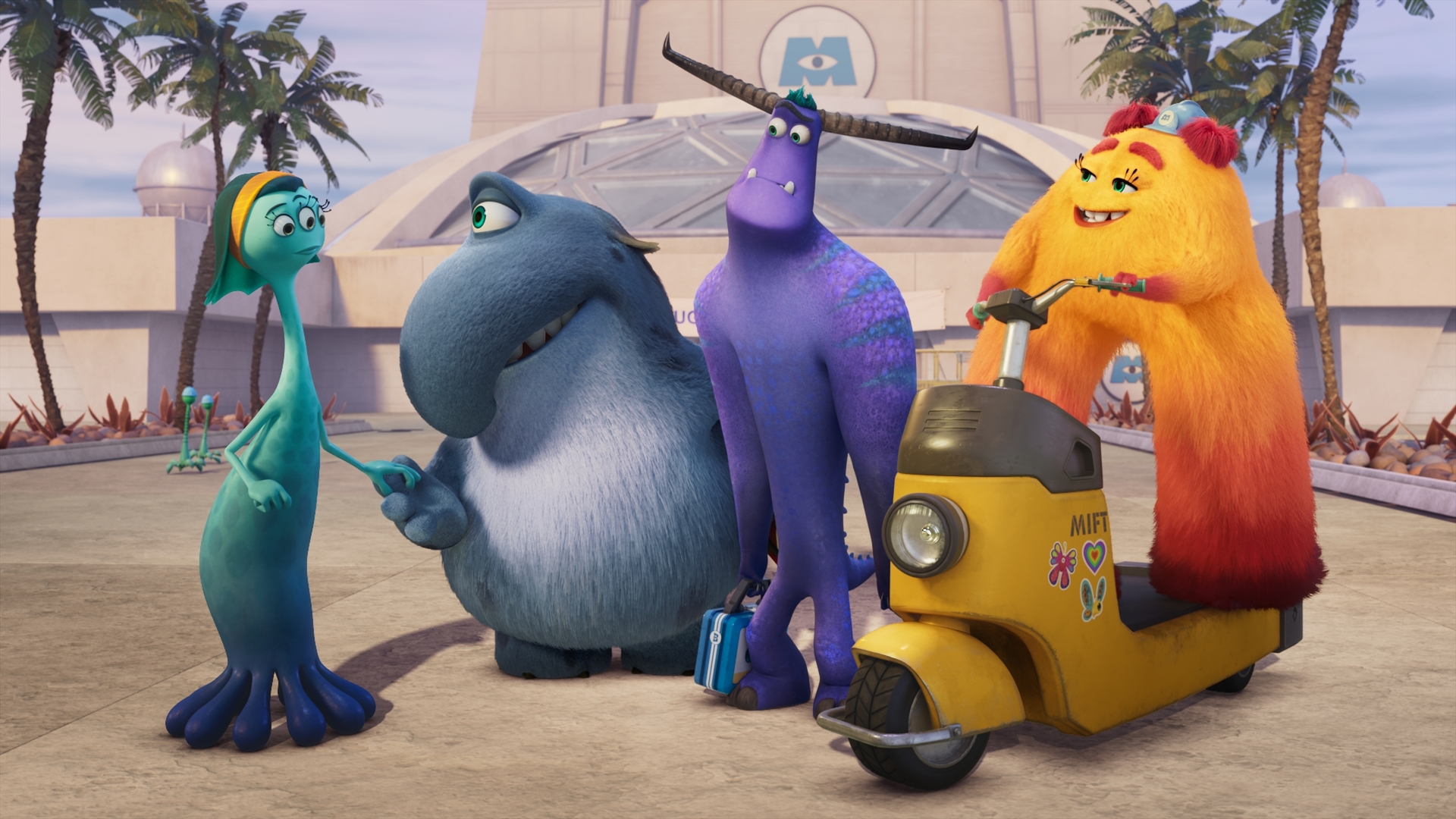 The new monsters in a scene from Monsters at Work, streaming on Disney+ from Wednesday. Photo: Disney.