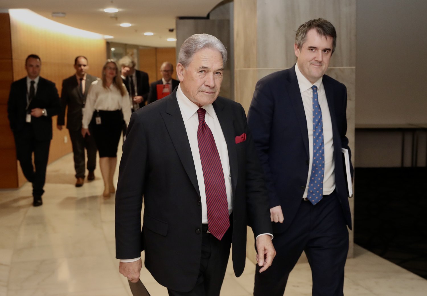 Deputy Prime Minister Winston Peters and Housing Minister Chris Bishop at Parliament for today's post-Cabinet press conference in Wellington. Photo / Mark Mitchell