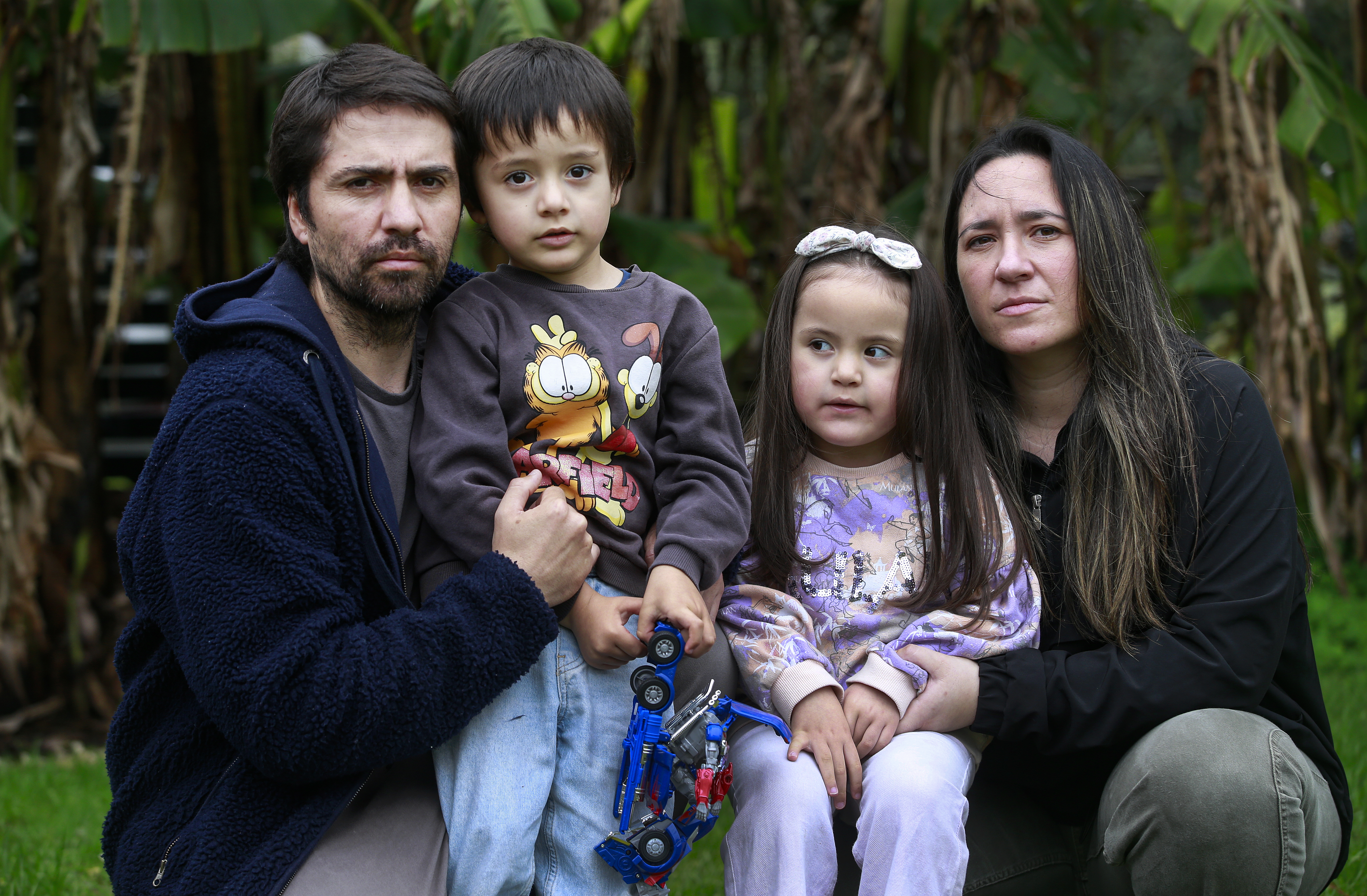Jorge Arriaza and Cristina Diaz (mum) with their children, Renata Arriaza, 3, and Rafael Arriaza, 5. Photo / Alex Burton