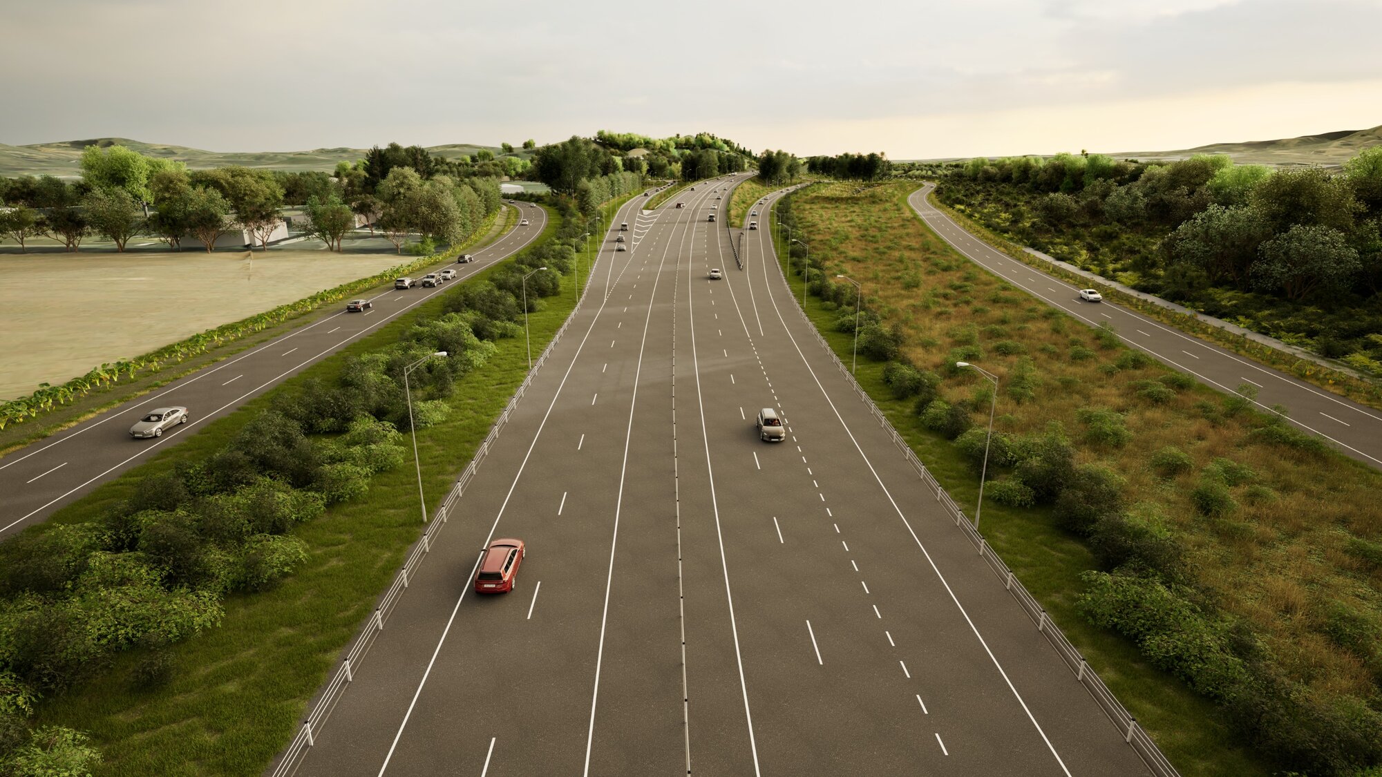 An aerial view of the southern end of the Waikato Expressway, where the Cambridge to Piarere extension will begin. Newcombe Rd is on the left and Lockley Rd is on the right.