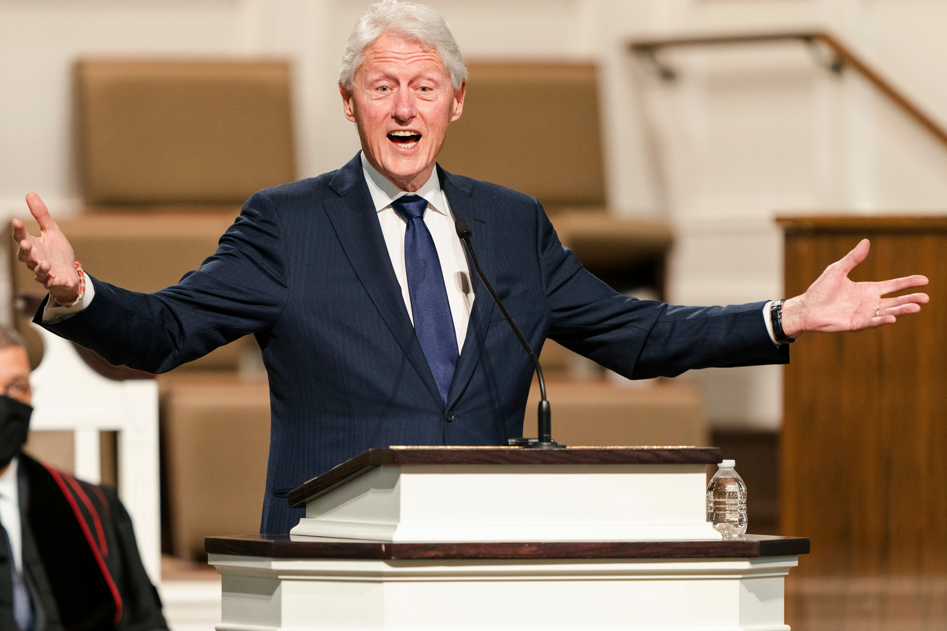 Former US President Bill Clinton speaks during funeral services on January 27, 2021. Clinton has been in hospital since Tuesday. Photo / AP