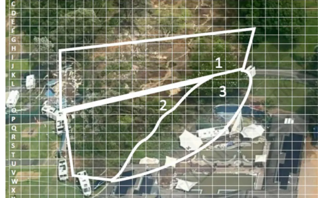 The search at the campground was divided into three sectors. Photo / Fire and Emergency New Zealand