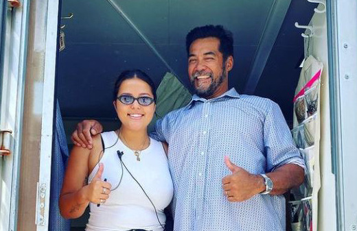 Sophie and Robbie Magasiva give the thumbs up for his new role in Head High. Photo: Instagram