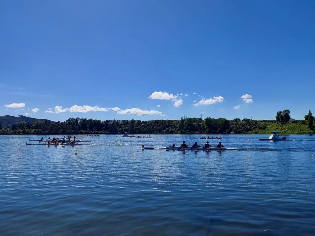 The girls' under-17 coxed four race at the 2023 Maadi Cup. Photo / Sarah Morcom
