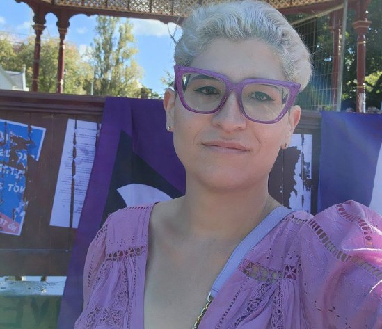 Eliana Golberstein aka Eli Rubashkyn at the Posie Parker counter-protest at Auckland's Albert Park in March 2023.