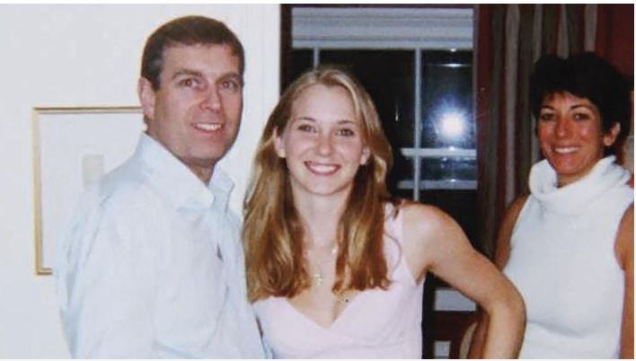 Andrew with Virginia Roberts, then Giuffre, and Ghislaine Maxwell. Picture: Handout/US District Court