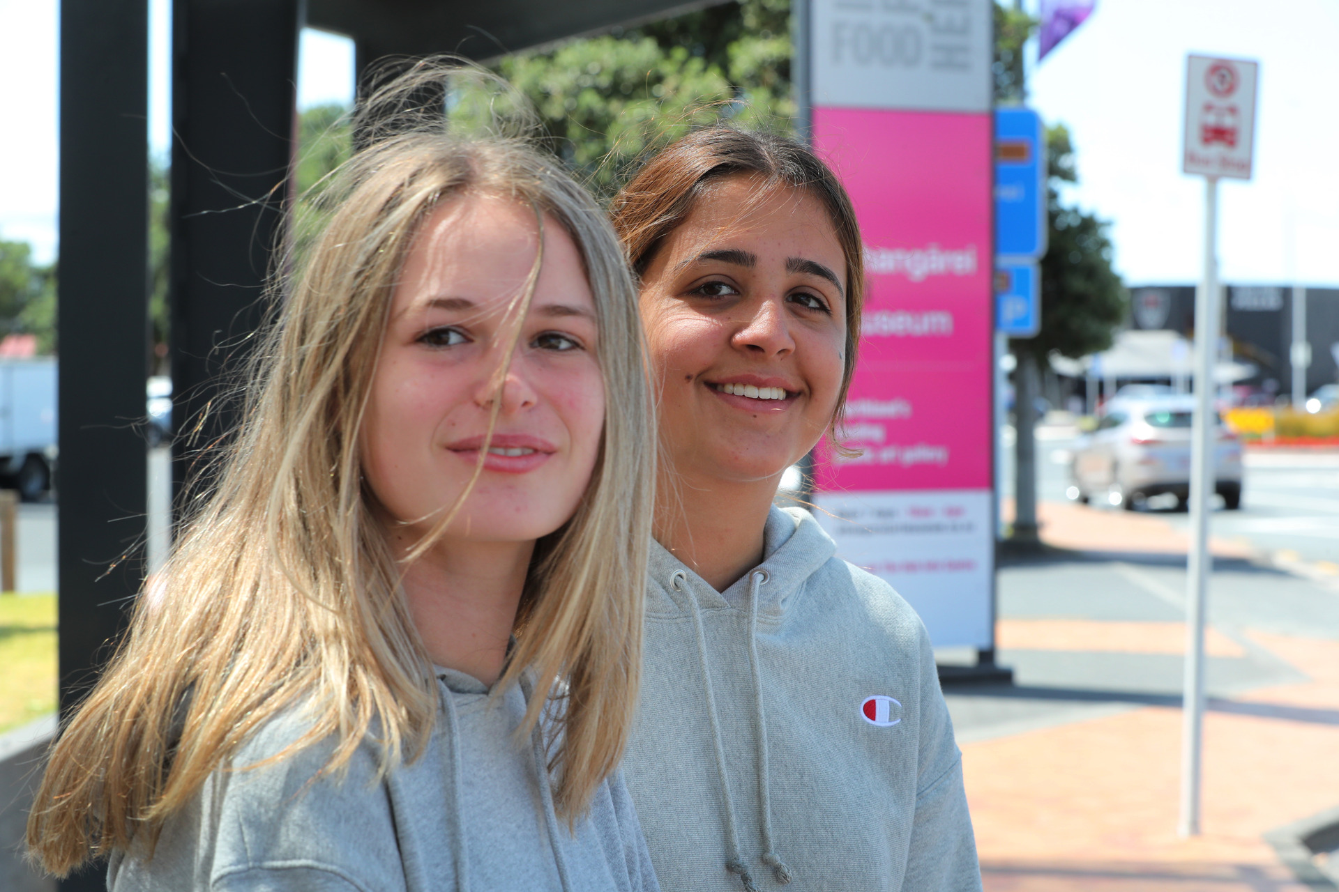 Auckland visitors Holly Davies, left, and Anooshaka McClymont say more signage for visitors would be good.