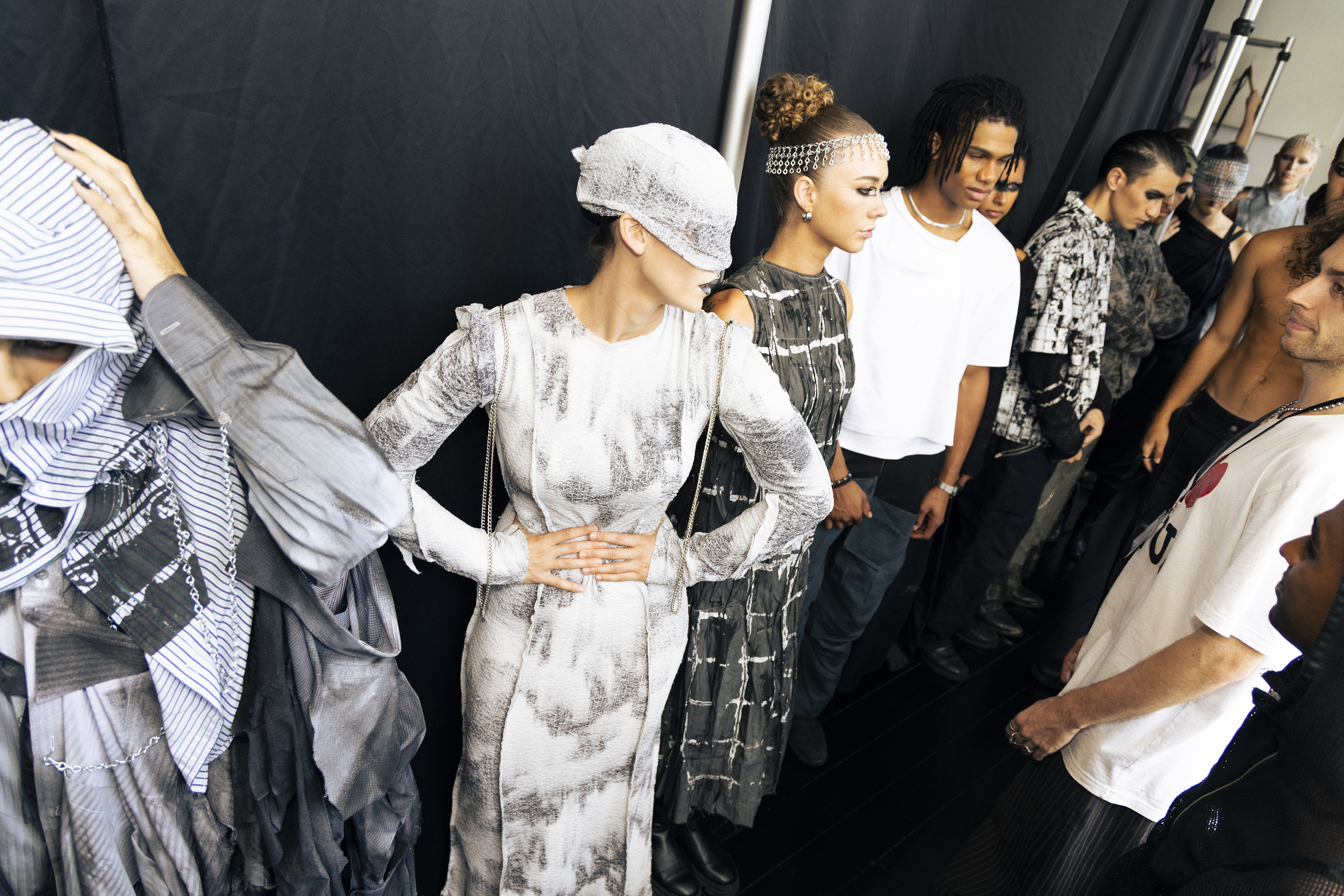 Backstage at In Above Our Heads, a collaborative collection between Finn Mora-Hill of Fringes and Chloe Giles of Anthurium. Photo / Felix Jackson