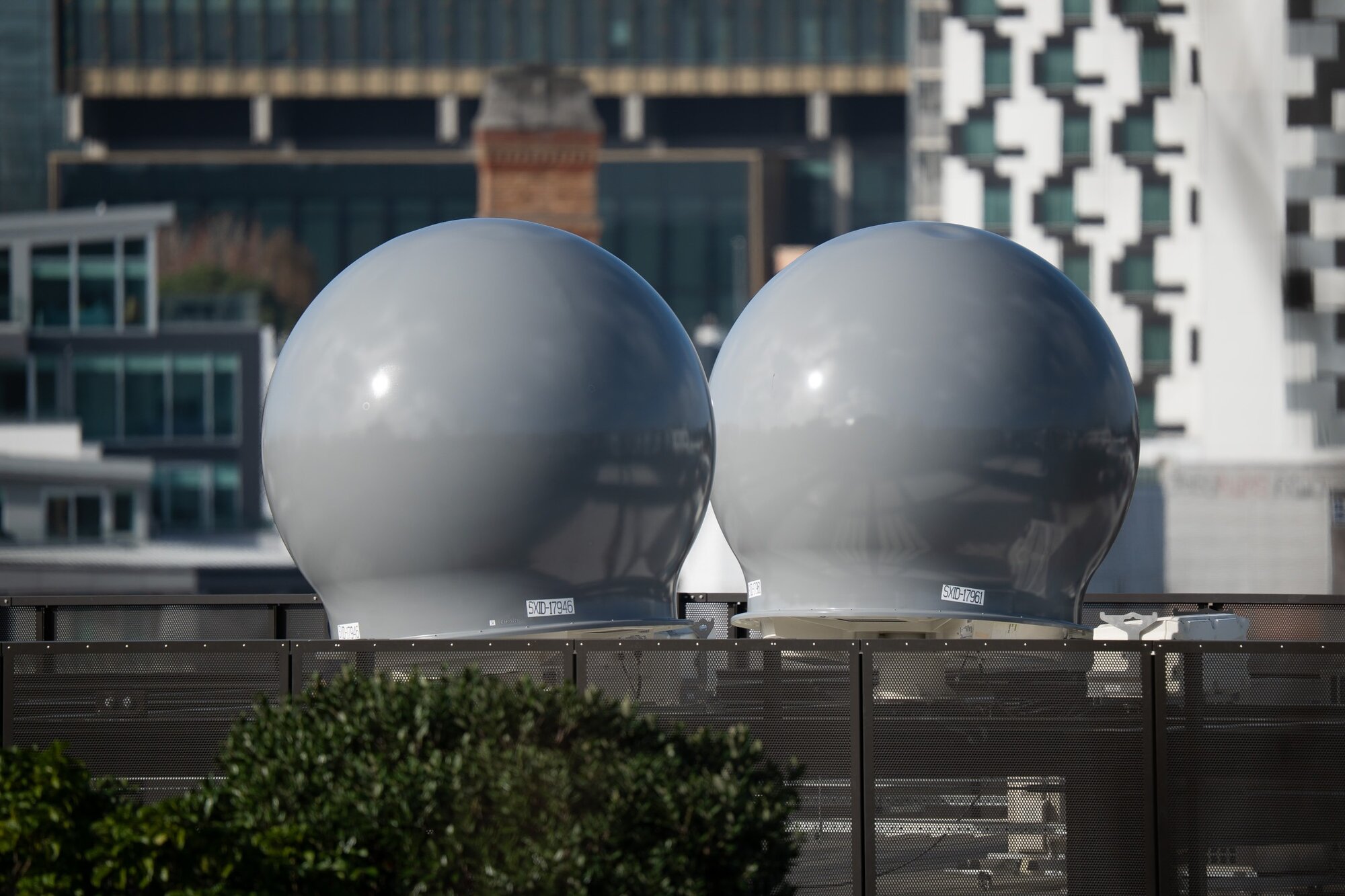 The dome-shaped antennas are about 2m tall. Photo / Cameron Pitney