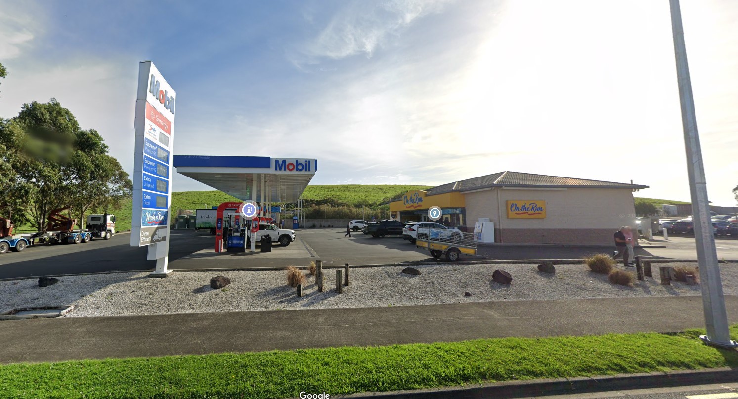 The Mobil station on Smales Rd, East Tamaki with the rising landform of the development site visible behind it. The development site is the subject of an Environment Court decision. Photo / Google Maps