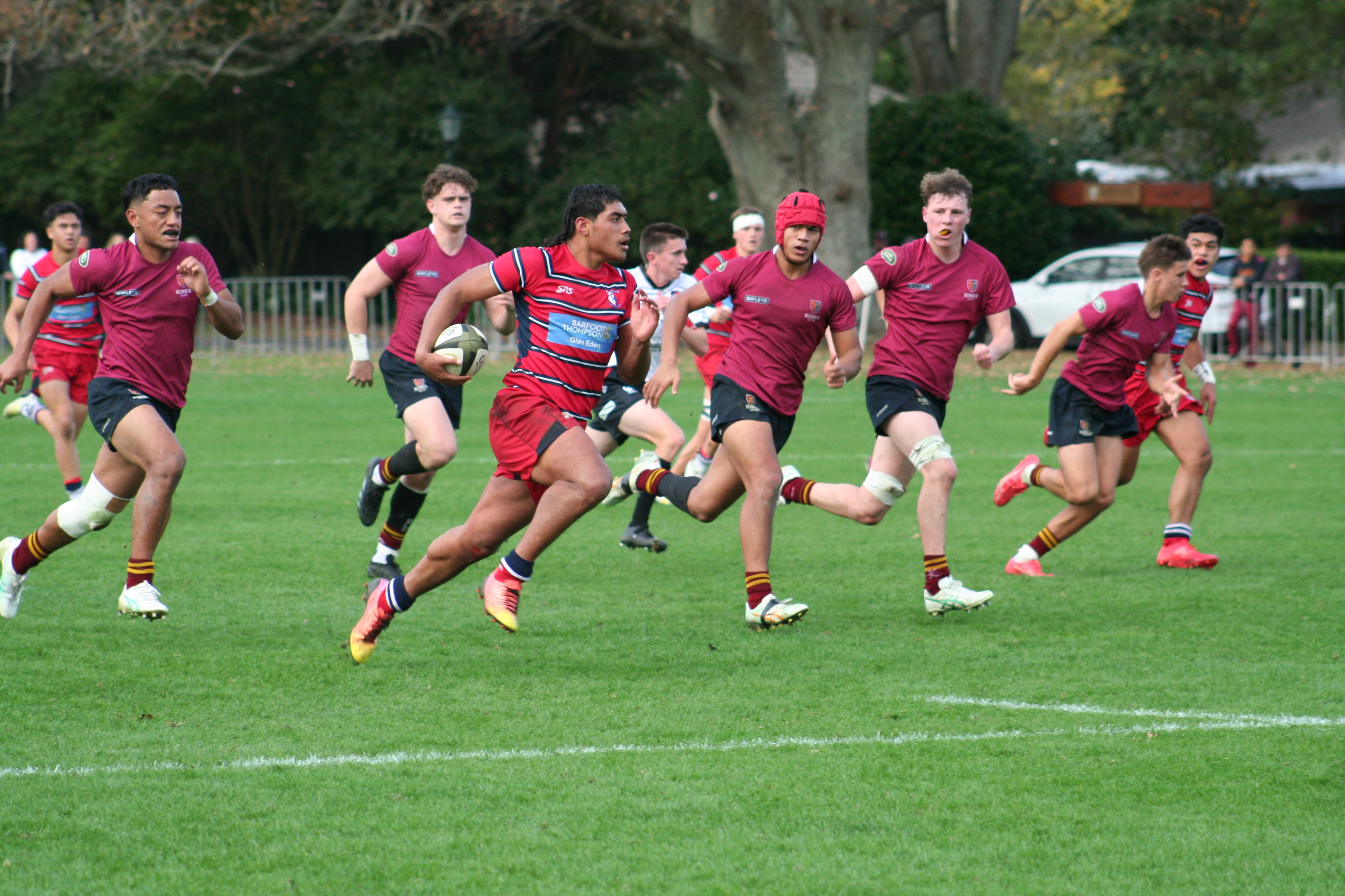 Kelston centre Paula Luau on the charge. Photo / Bruce Holloway