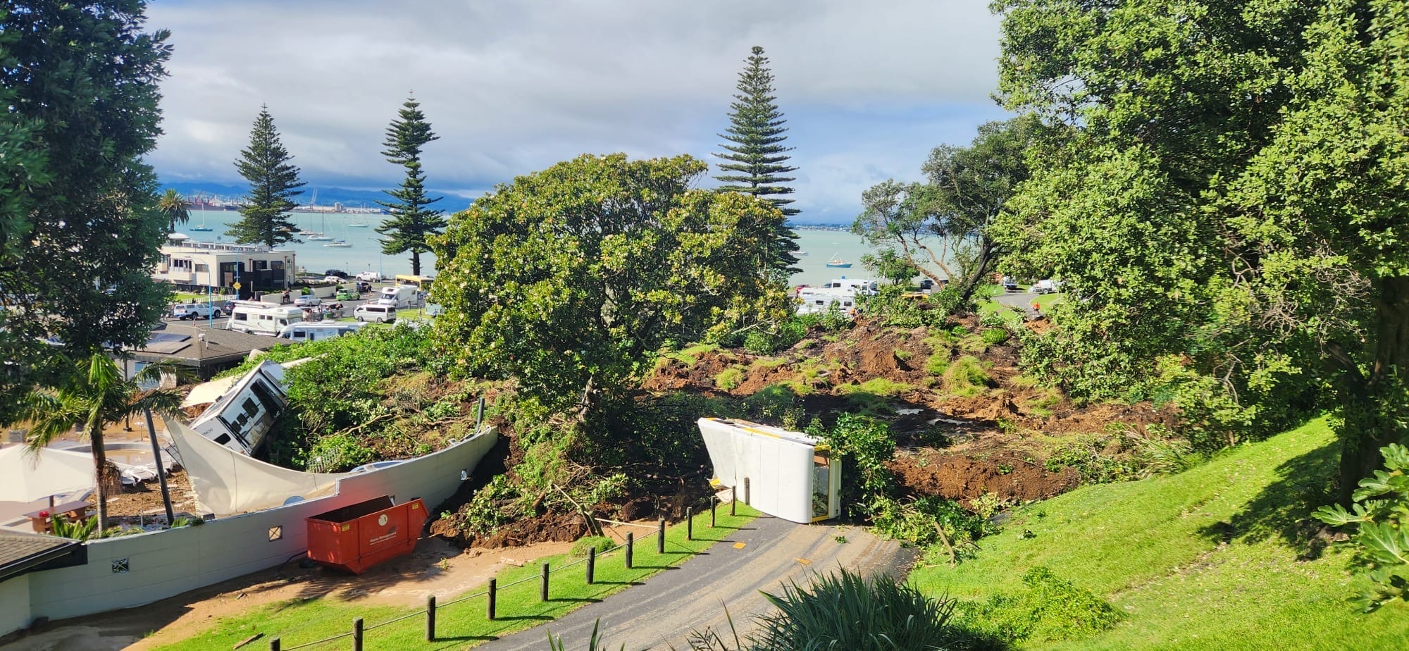 Photos taken immediately after the Mount Maunganui landslide. Photo / Bill Baker