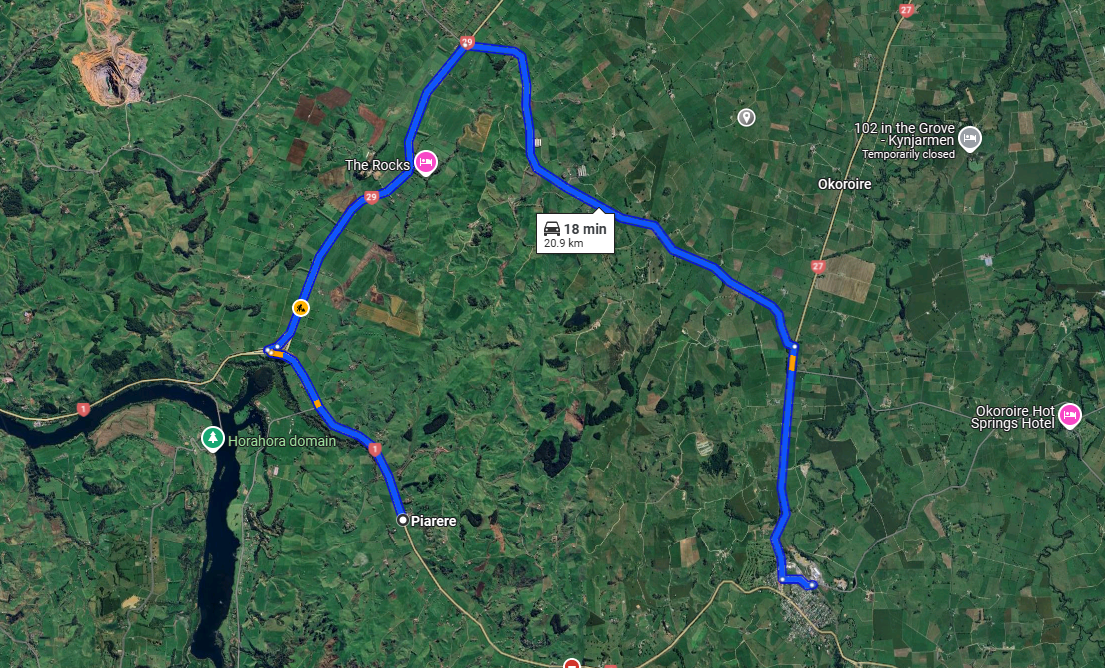 A detour is now in place after the serious crash closed a section of SH1 northwest of Tīrau. Photo / Google