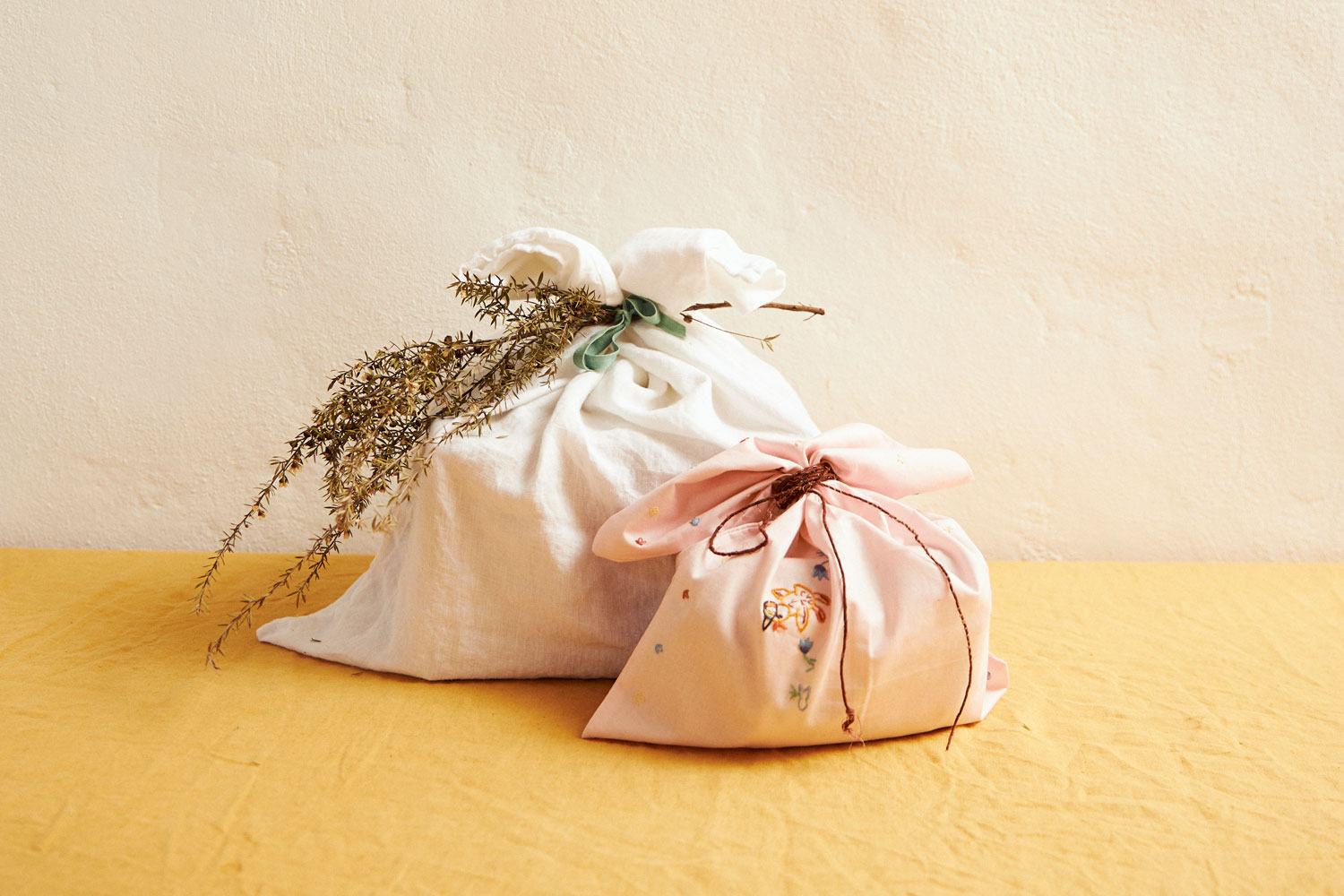 A pillowcase can be used as wrapping and incorporated into the gift. Photo / Greta van der Star