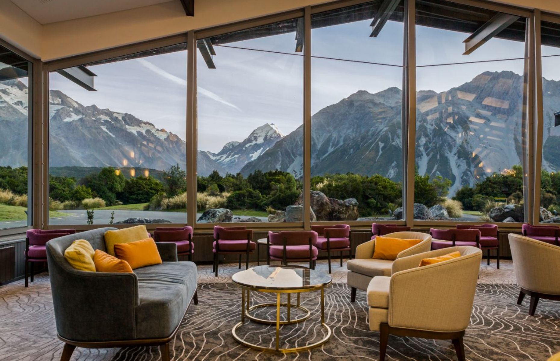 Dine amid history at Alpine Restaurant, in a resort dating back to 1884 and framed by epic Aoraki/Mount Cook views. Photo / The Hermitage, Aoraki/Mount Cook