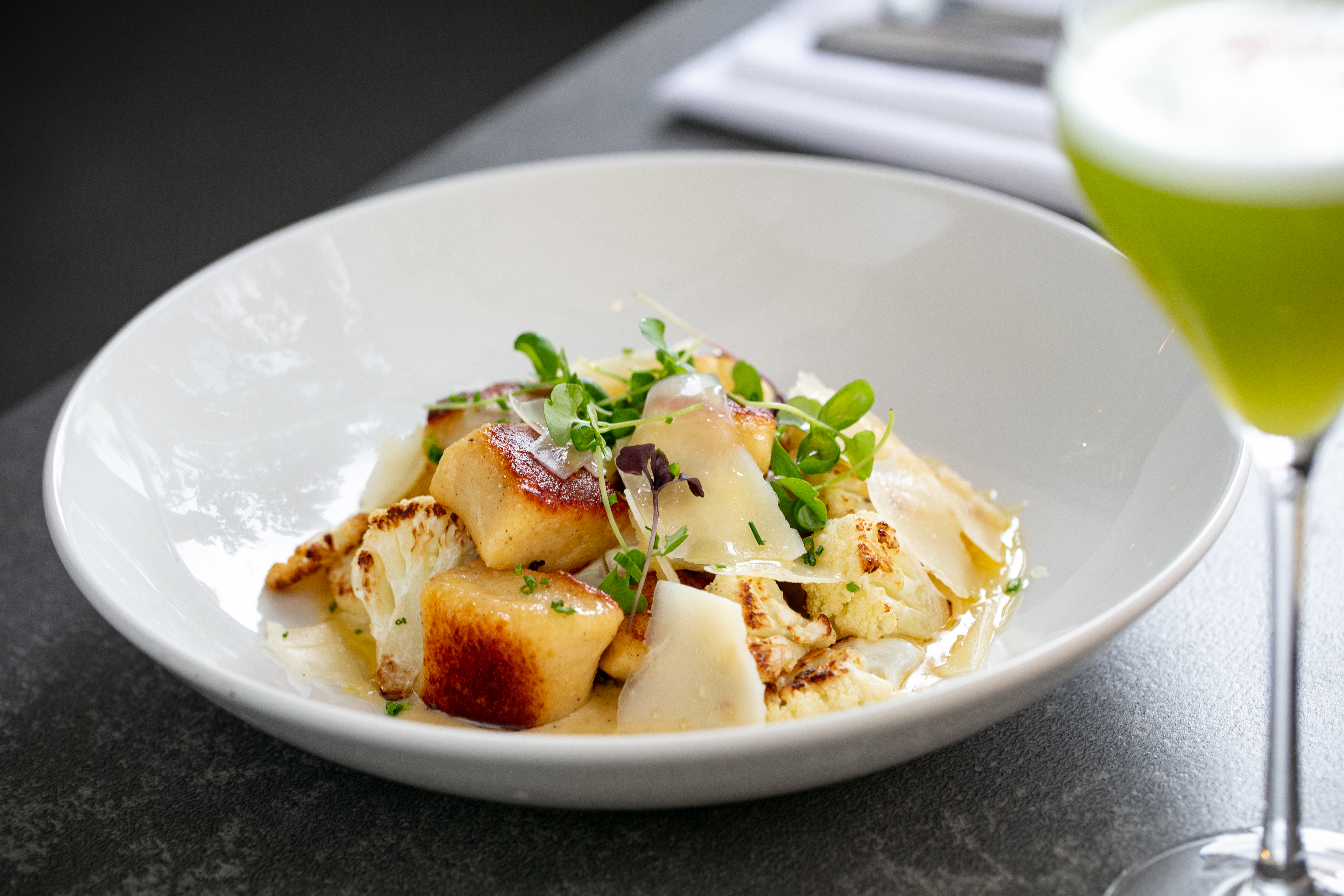 The Parisian gnocchi, with cauliflower, parmesan and black pepper cream. Photo / Babiche Martens