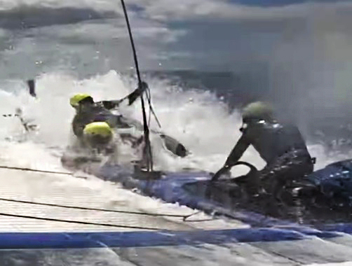 The Brazil SailGP Team splashed down on the Hauraki Gulf.