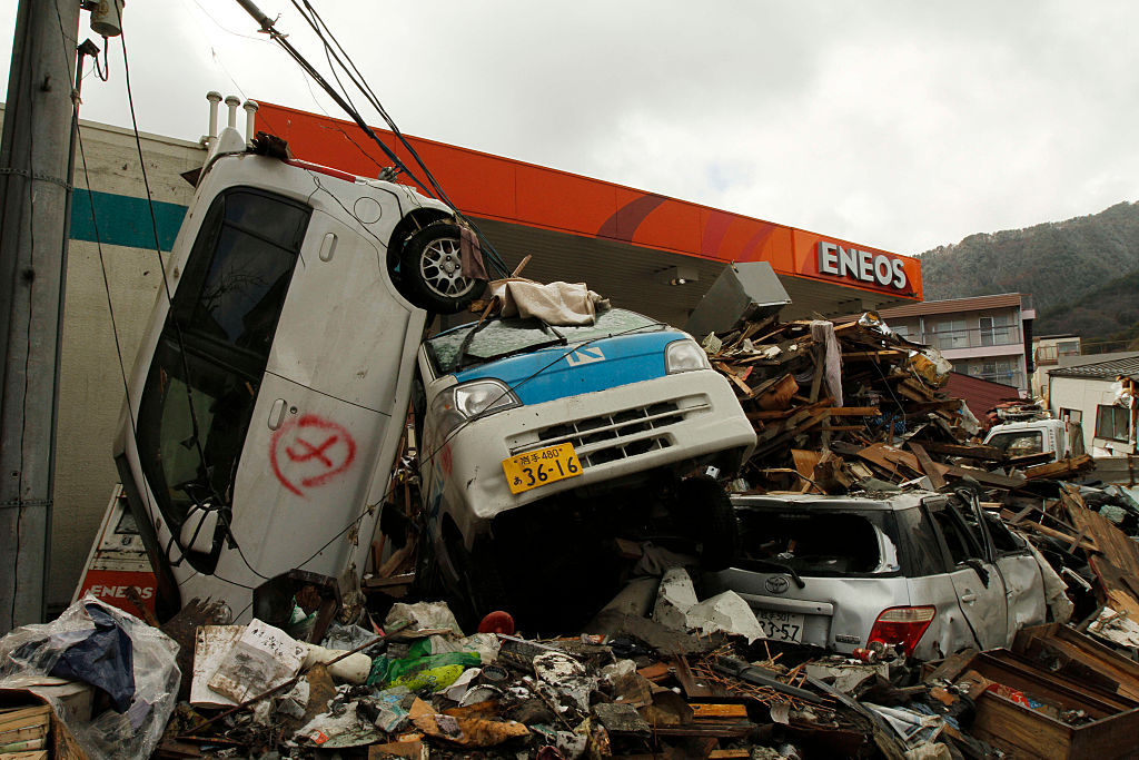 Cars which were destroyed by the earthquake and tsunami that hit northeastern Japan on March 11, 2011. Photo / Getty