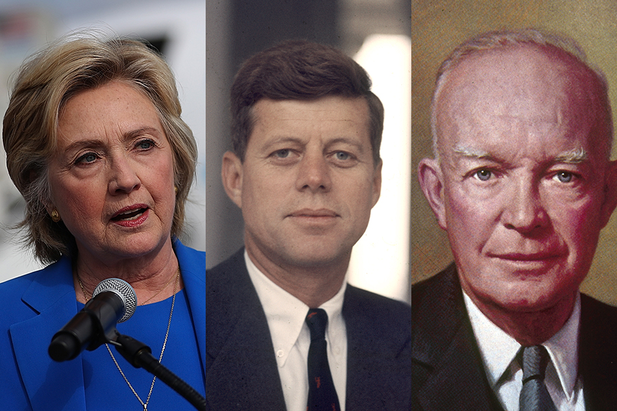 Hillary Clinton, John F. Kennedy, and Dwight Eisenhower. Photos / Getty