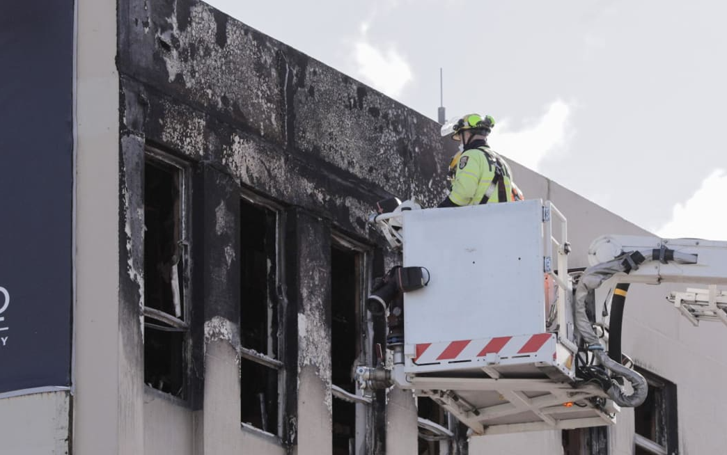 The region's second large-ladder truck was not available the night of the Loafer's Lodge fire as was broken down. Photo / RNZ / Angus Dreaver