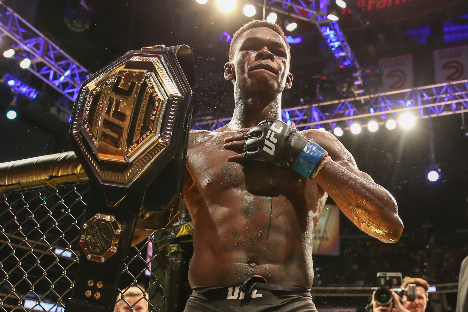Israel Adesanya won the UFC's interim middleweight championship at UFC 236 in Atlanta. Photo / Getty Images