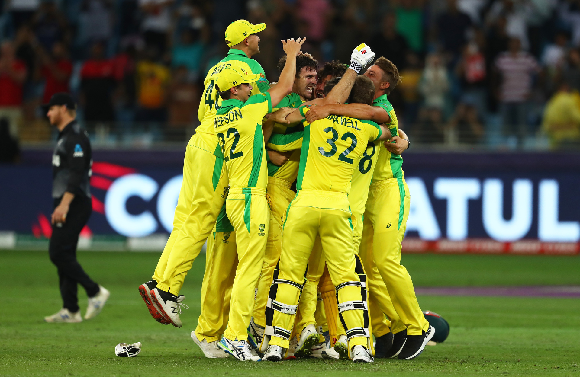  Players of Australia celebrates following the ICC Men's T20 World Cup final match between New Zealand and Australia. Photo / Getty