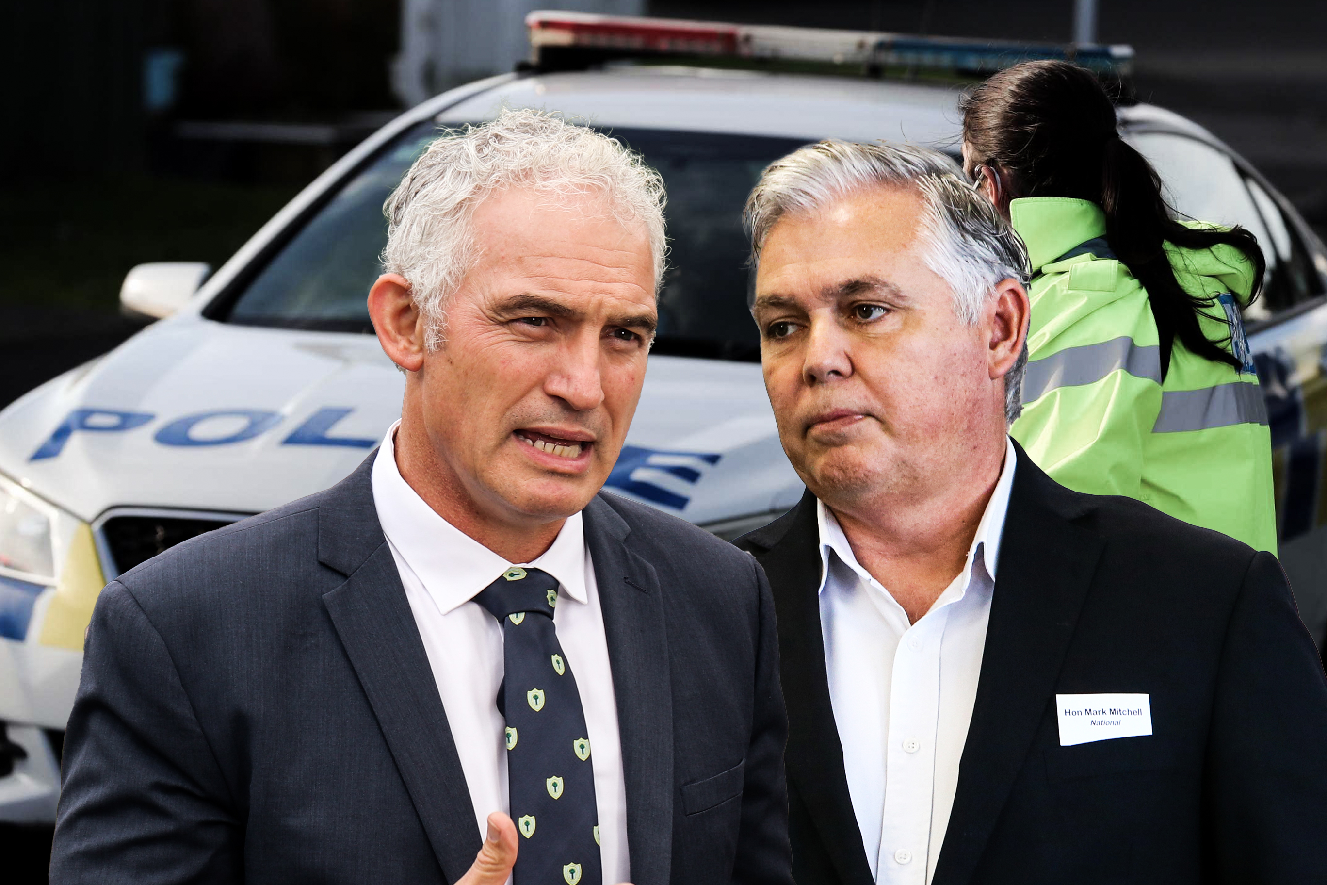 Former police minister Stuart Nash and Minister of Police Mark Mitchell. Photo / NZME