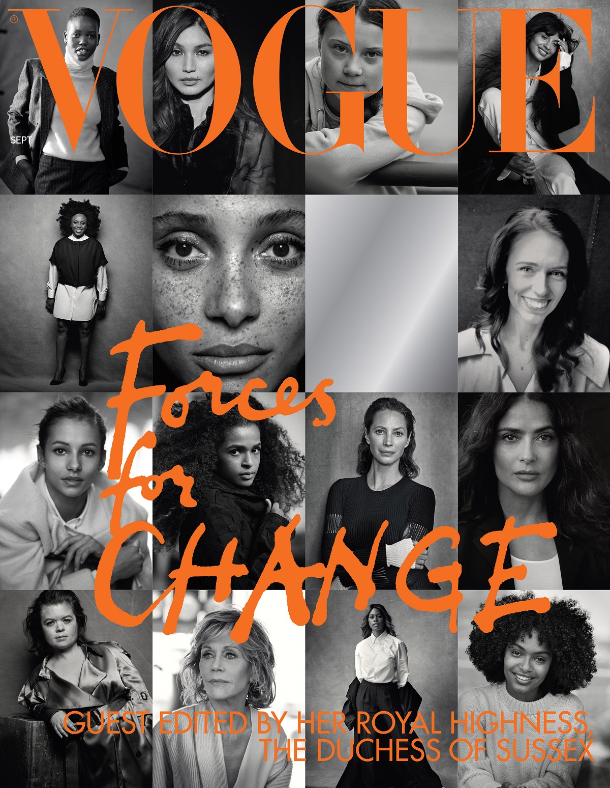 The cover of the September issue of British Vogue - Forces for Change. Photo / Supplied