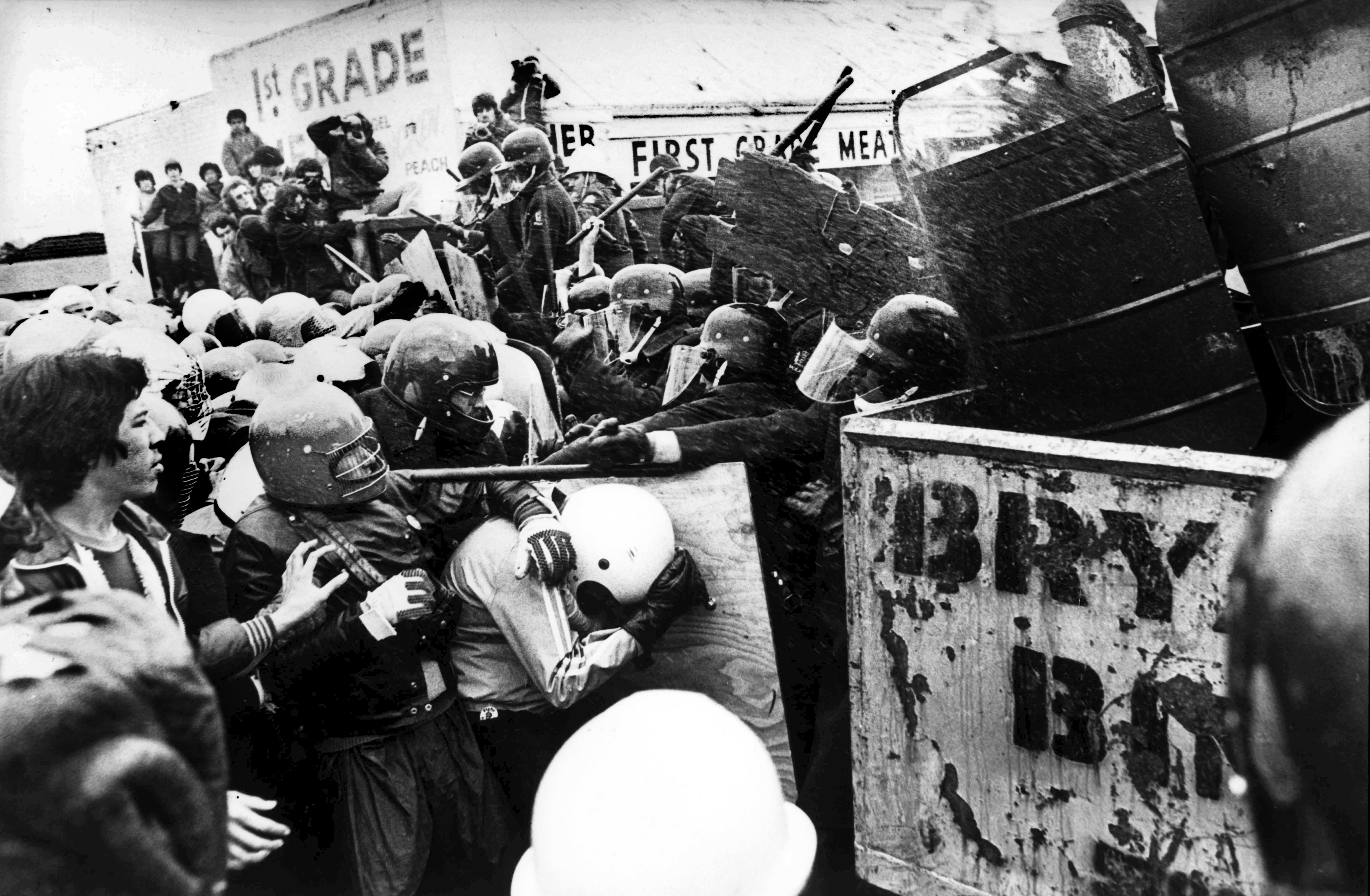 1981 Springbok tour demonstrators go head to head with riot police outside Eden Park. Photo / NZ Herald