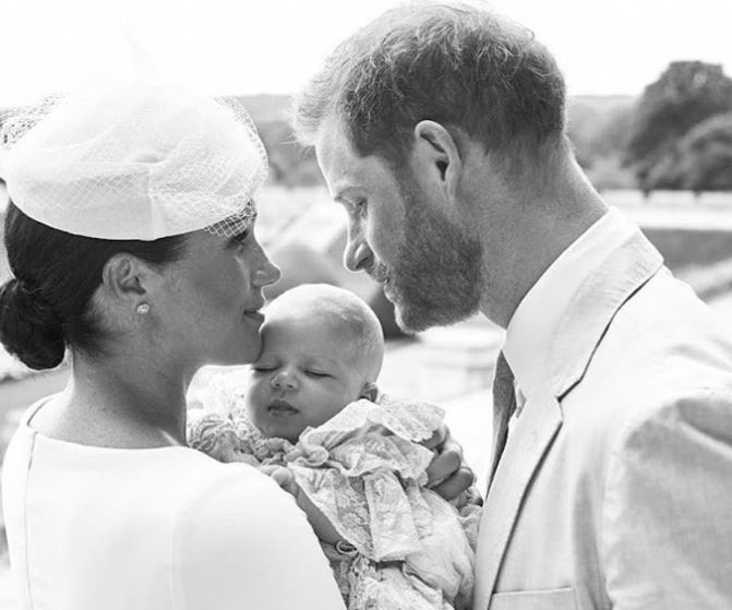Meghan Markle and Prince Harry with their son, Archie, at his christening. Photo / Getty Images