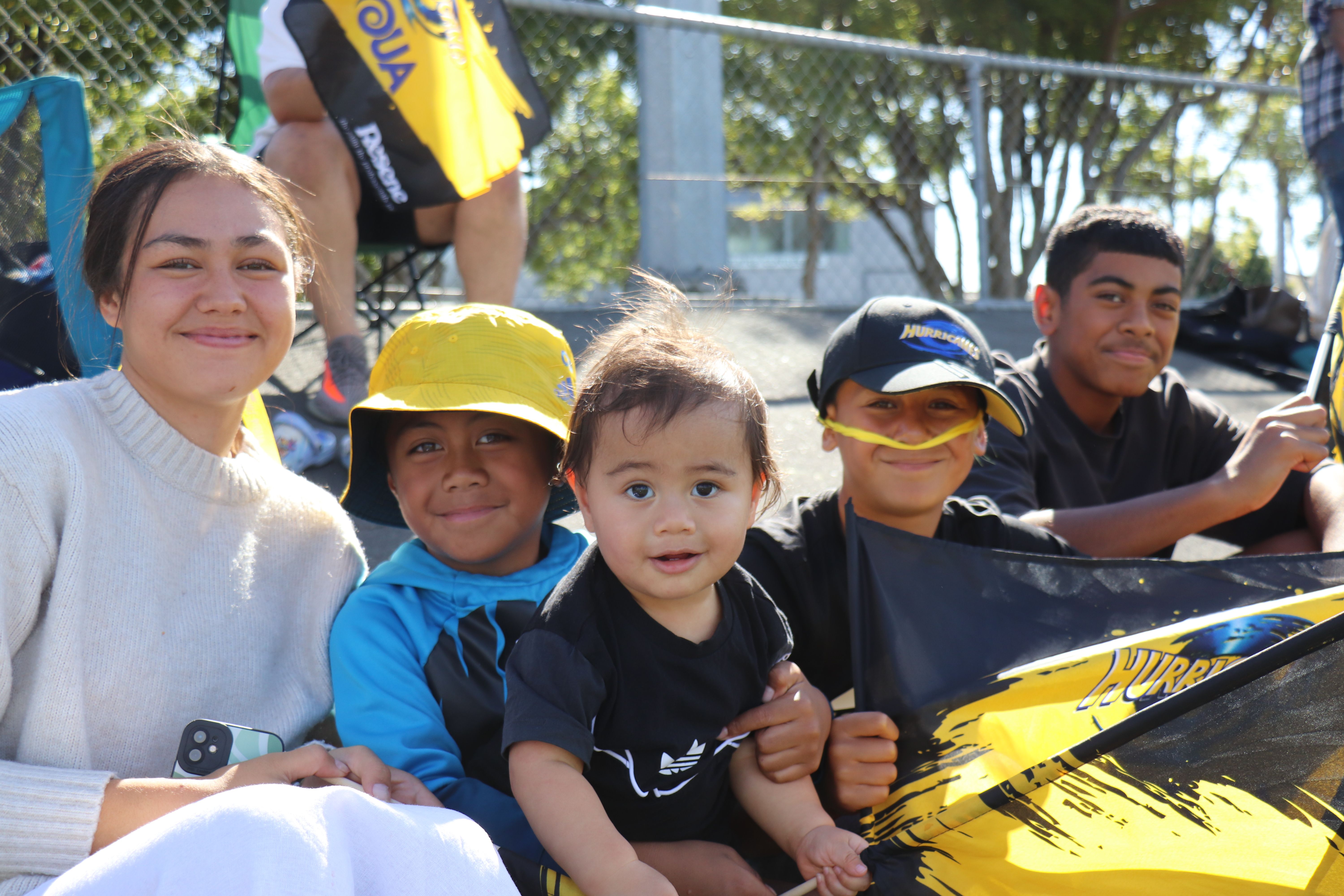 Emerald Polson, Izzy Fanoga, Eli Lemalu, Caylis Lut-Horua and Liam Aiokata were at Levin Domain to support the Hurricanes. Their favourite player was Marilyn Fanoga. 