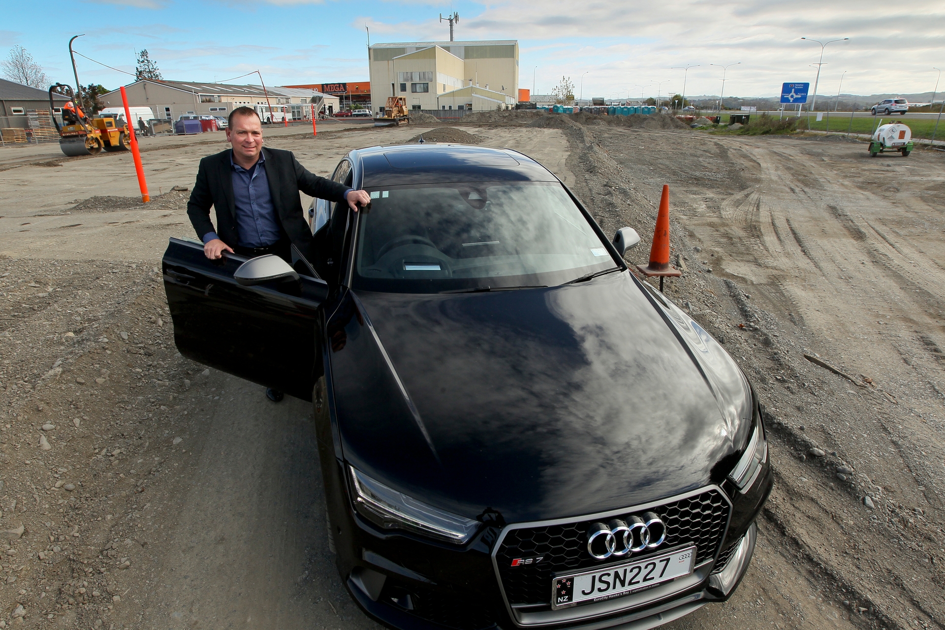 STATE OF THE ART: Euro City car dealership owner Terry Elmsly on the site of his new car dealership building and commercial development, on the corner of Ford Rd and Prebensen Drive in Napier. PHOTO/WARREN BUCKLAND