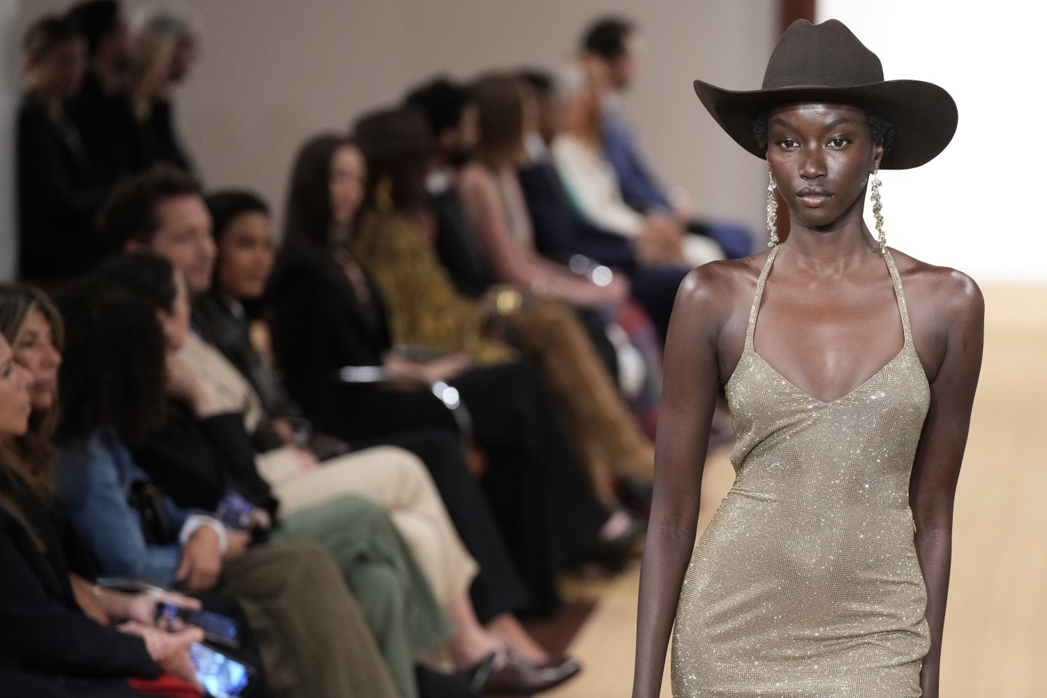 A model walks the runway during the Ralph Lauren autumn-winter 2024 presentation on Monday in New York. Photo / AP