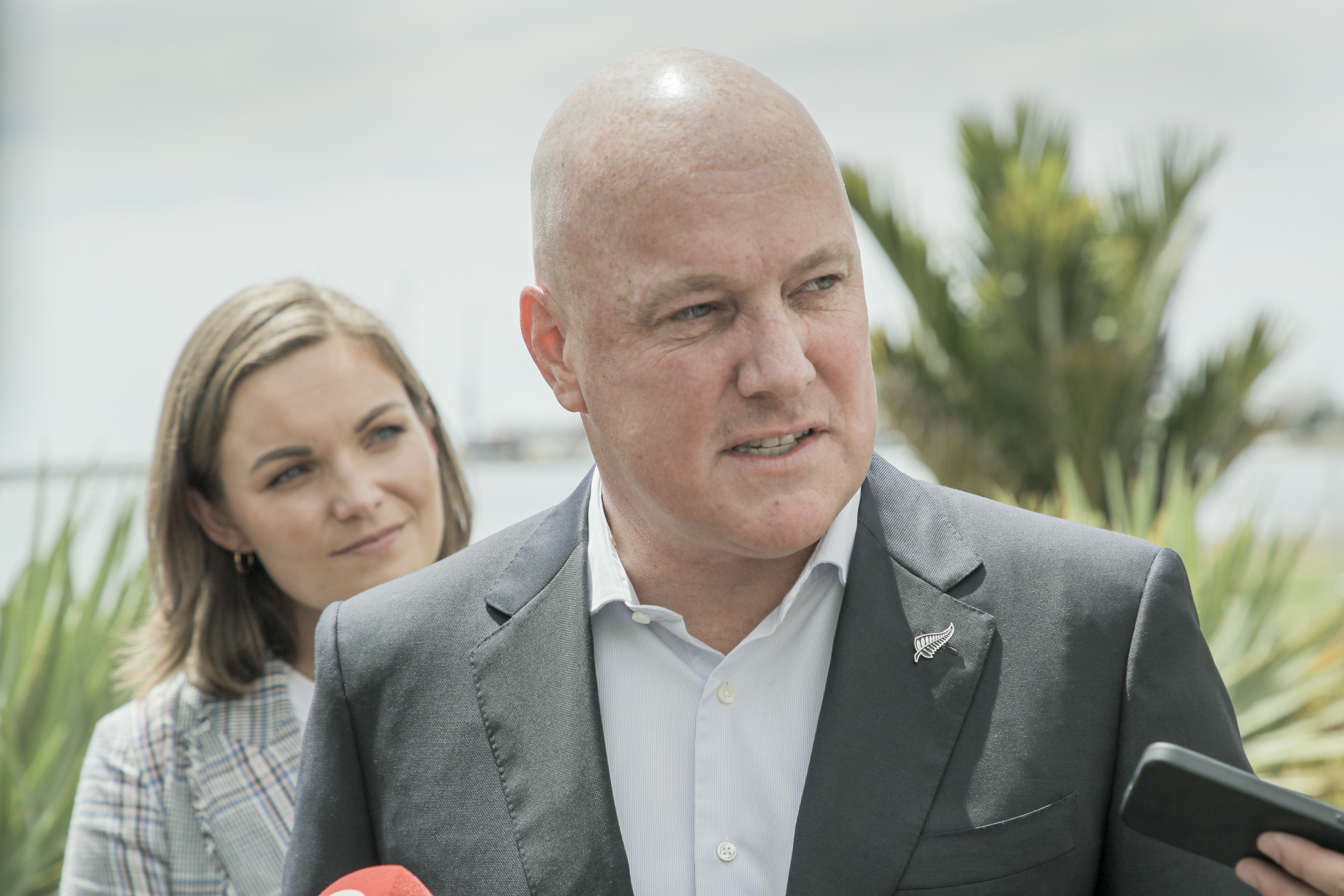 National's Napier candidate Katie Nimon and leader Chris Luxon. Photo / Warren Buckland.