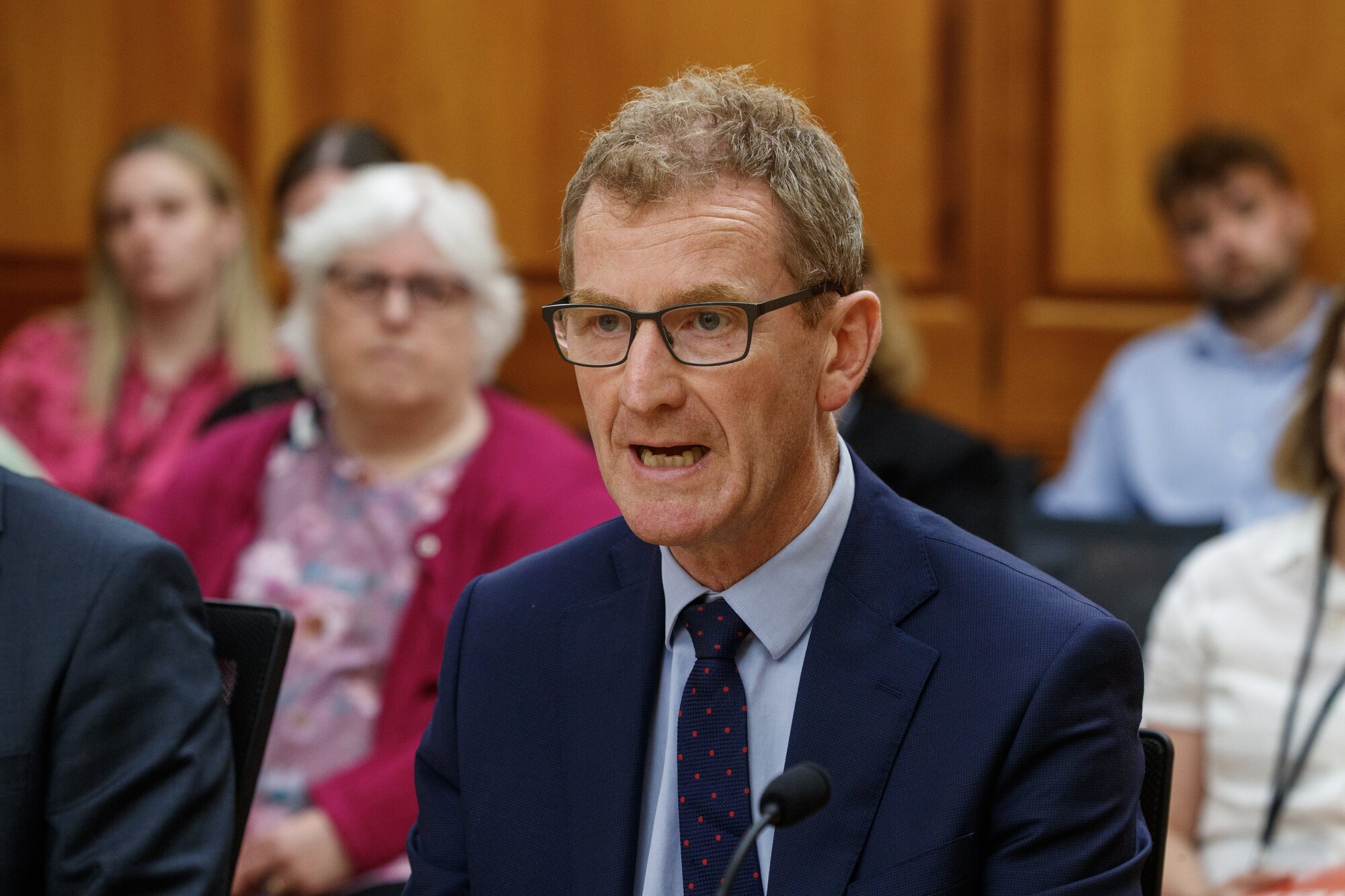 SIS Director-General Andrew Hampton speaking at a Parliament select committee. Photo / Mark Mitchell