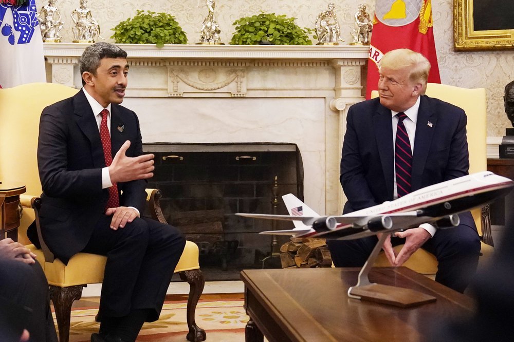 United Arab Emirates Foreign Minister Abdullah bin Zayed al-Nahyan meets US President Donald Trump in the Oval Office. Photo / AP